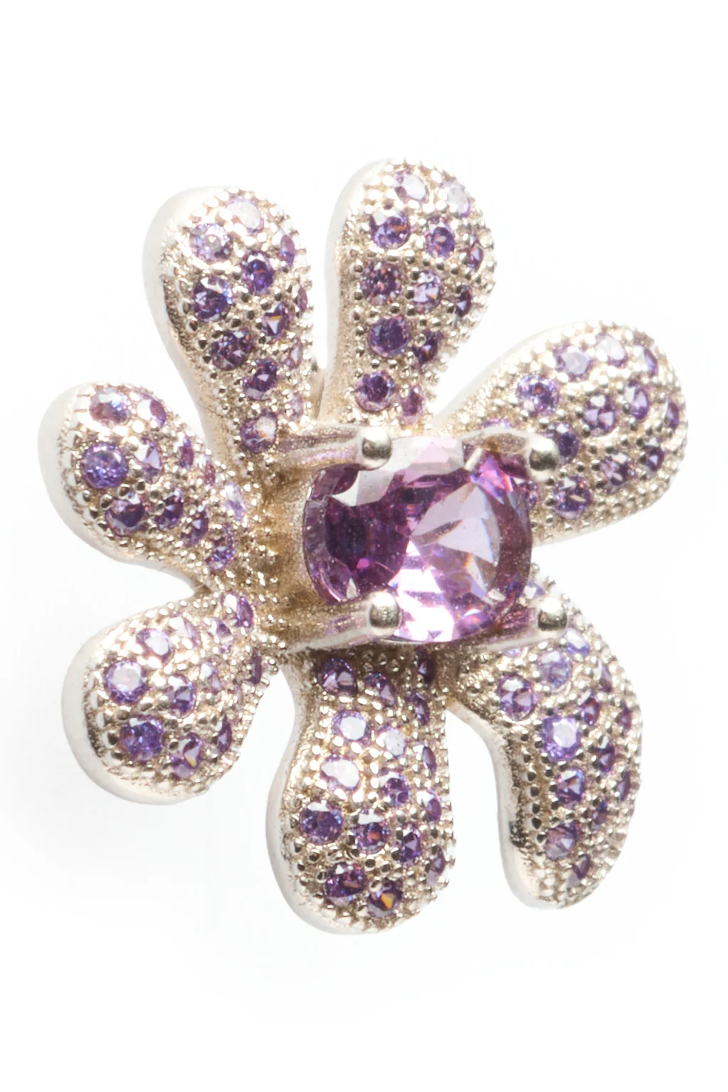 AMETHYST PAVE SQUASHED BLOSSOM EARRING - Image 4