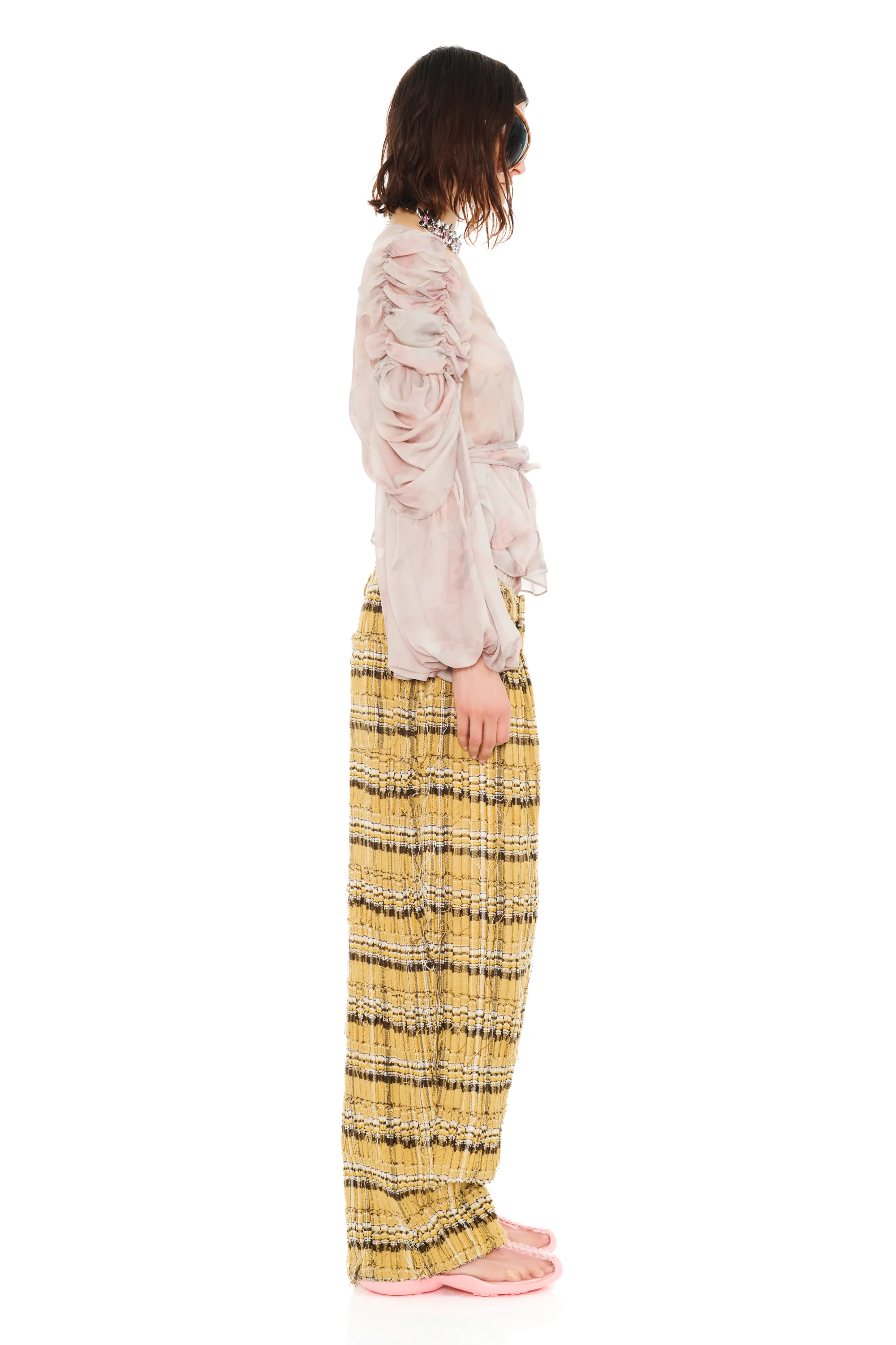 BEIGE WATERCOLOR ROSES CELOSIA WRAP TOP - Image 4