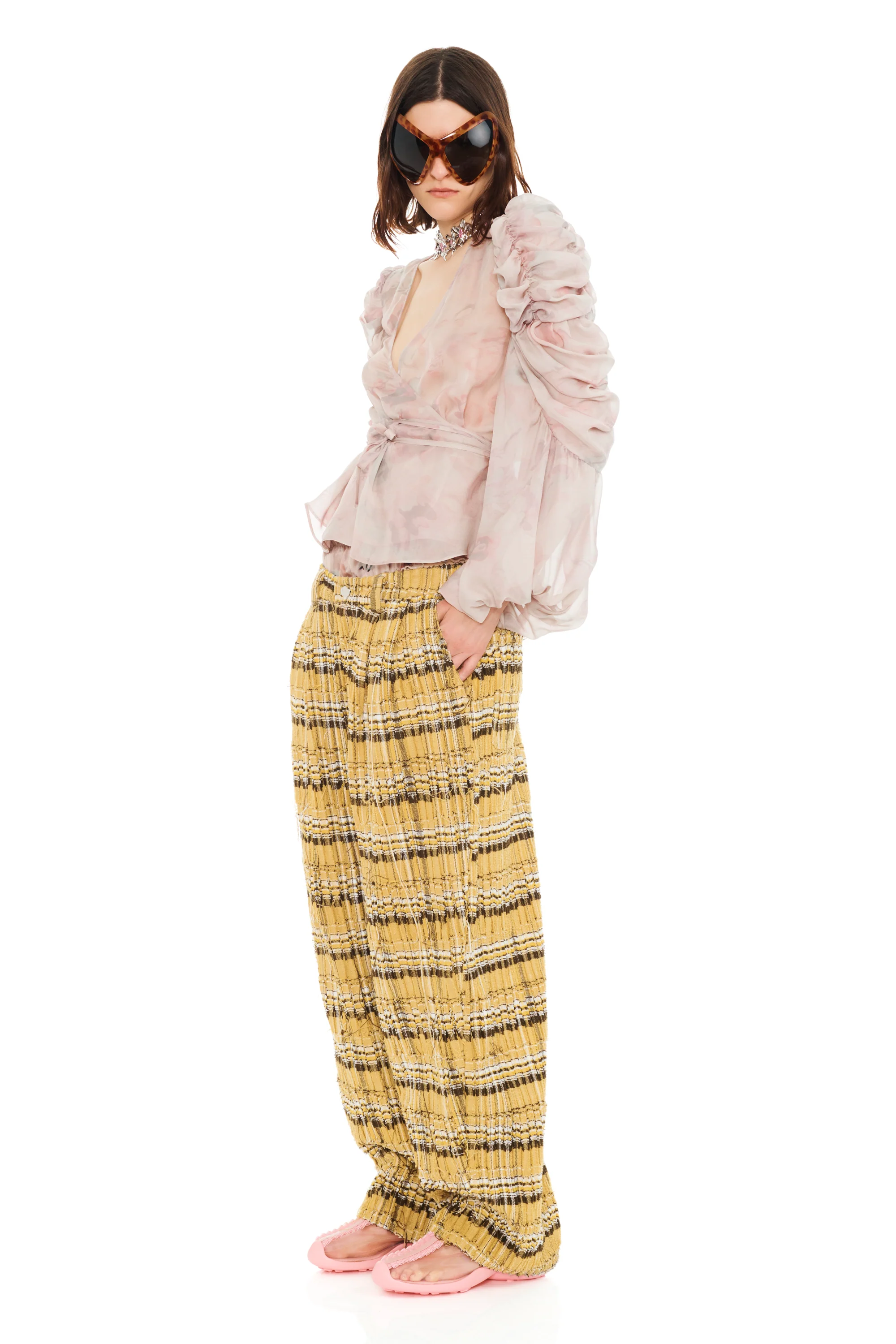 BEIGE WATERCOLOR ROSES CELOSIA WRAP TOP - Image 6