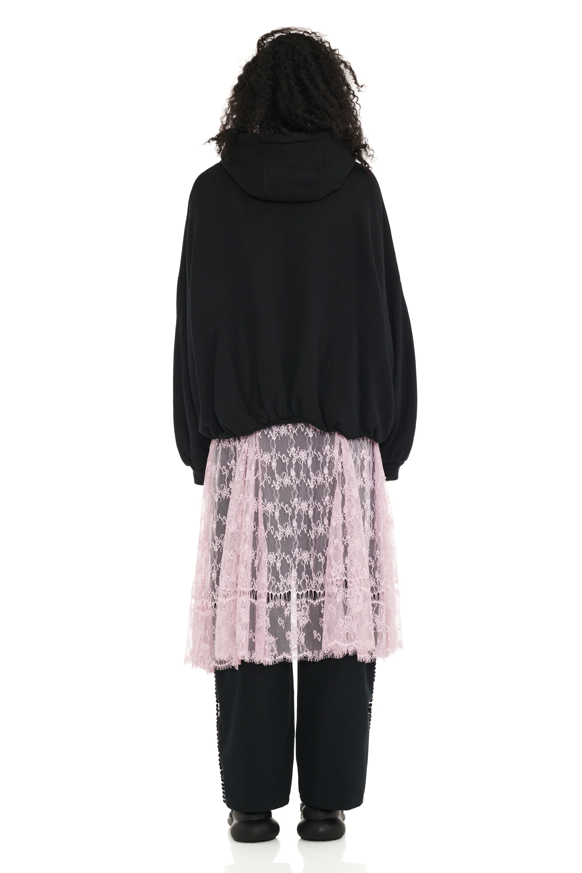BLACK FLOWER DREAM GATHERED HOODIE - Image 5