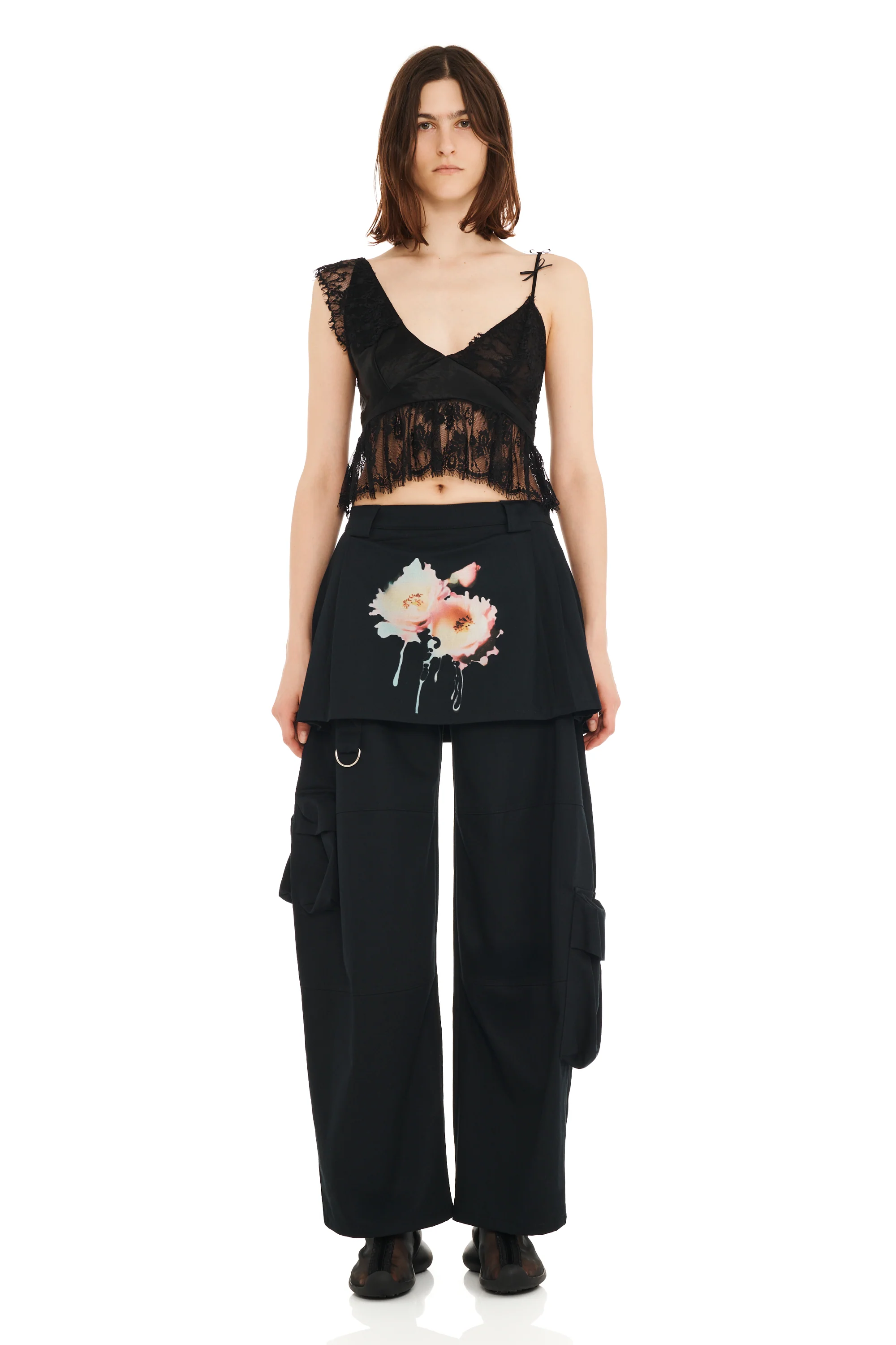 BLACK FLOWER DREAM LAWN SKIRT CARGO PANT - Image 2