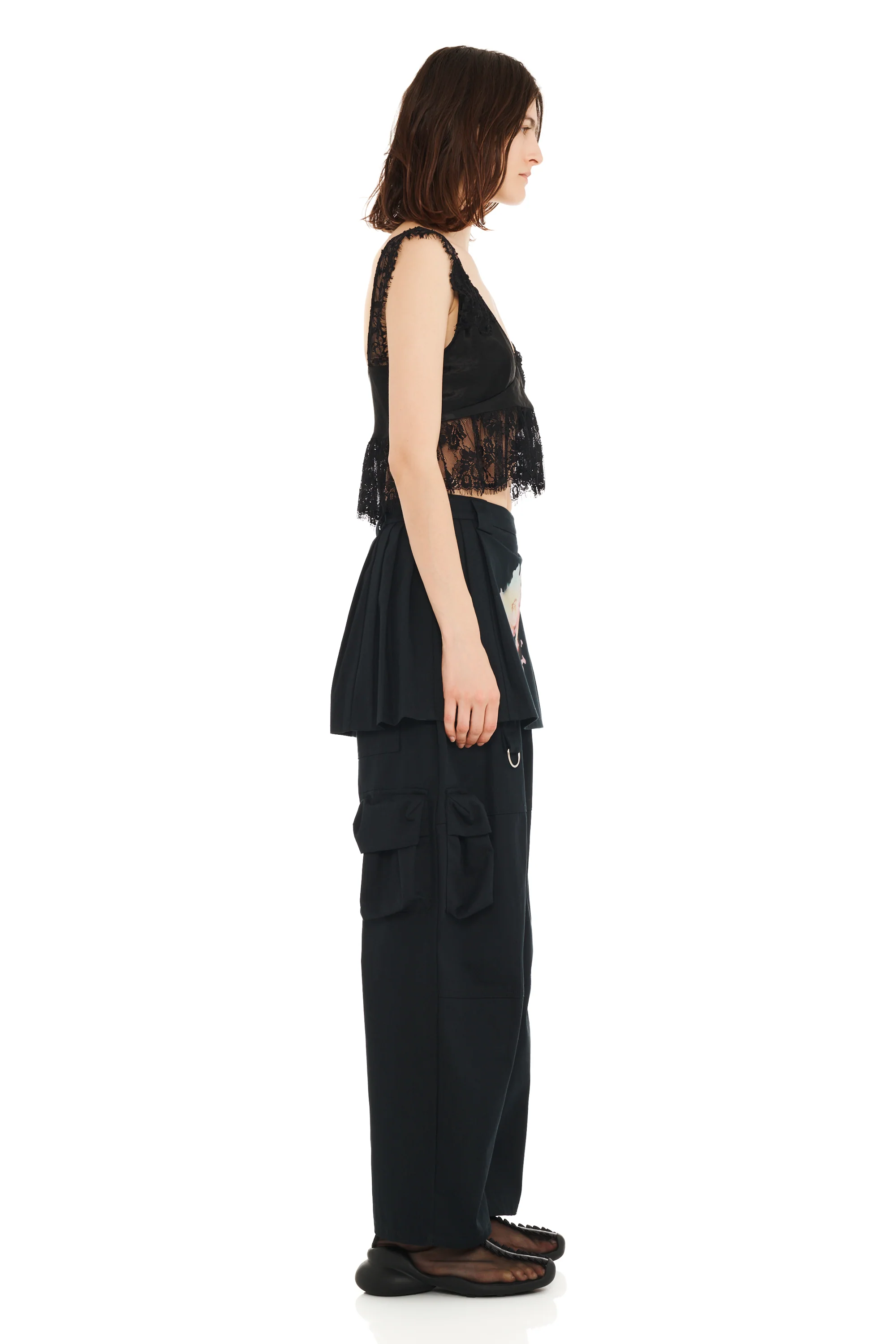 BLACK FLOWER DREAM LAWN SKIRT CARGO PANT - Image 4