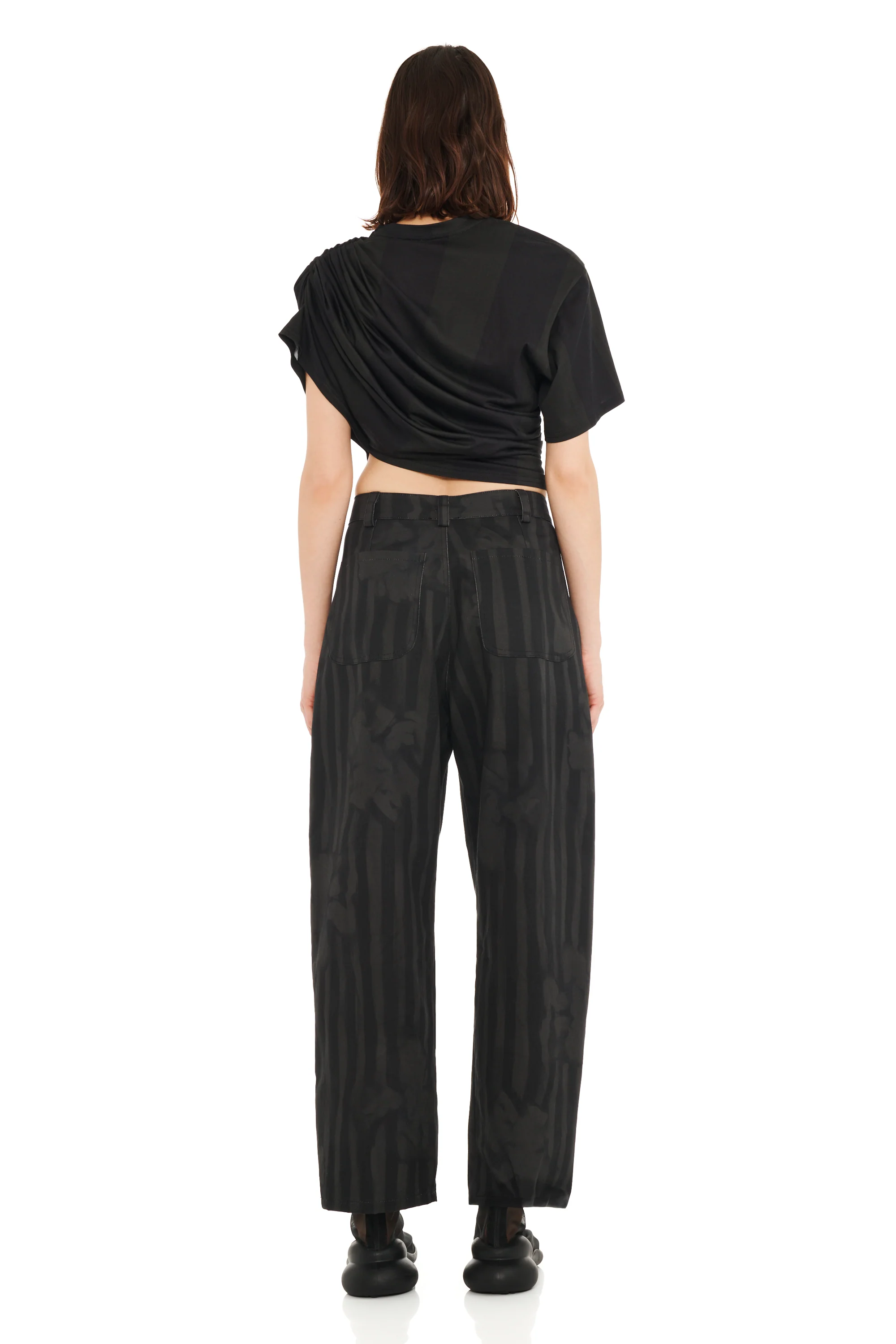 BLACK WAVY FLOWER STRIPE CATCHFLY PANT - Image 4
