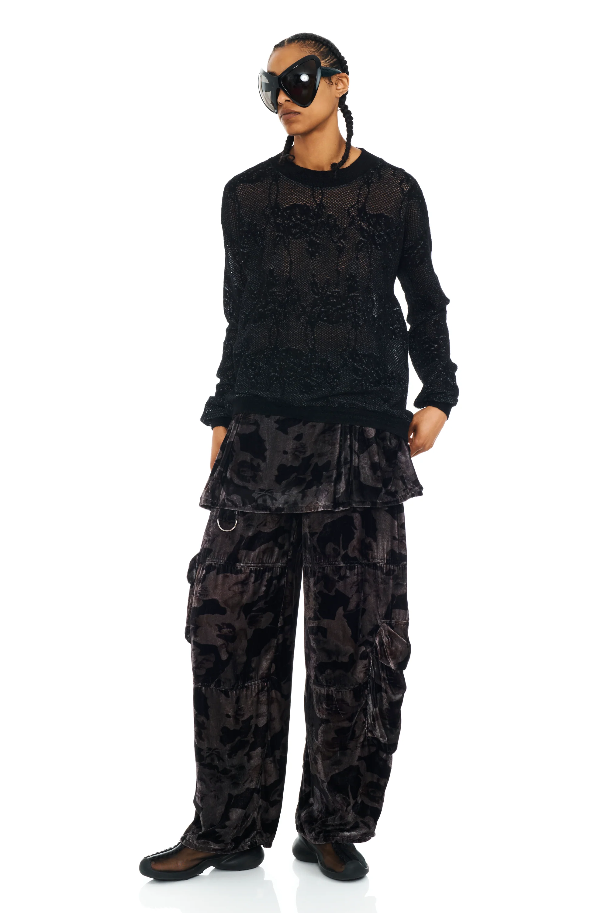BLACK KNIT LACE WOOLLY SWEATER - Image 2