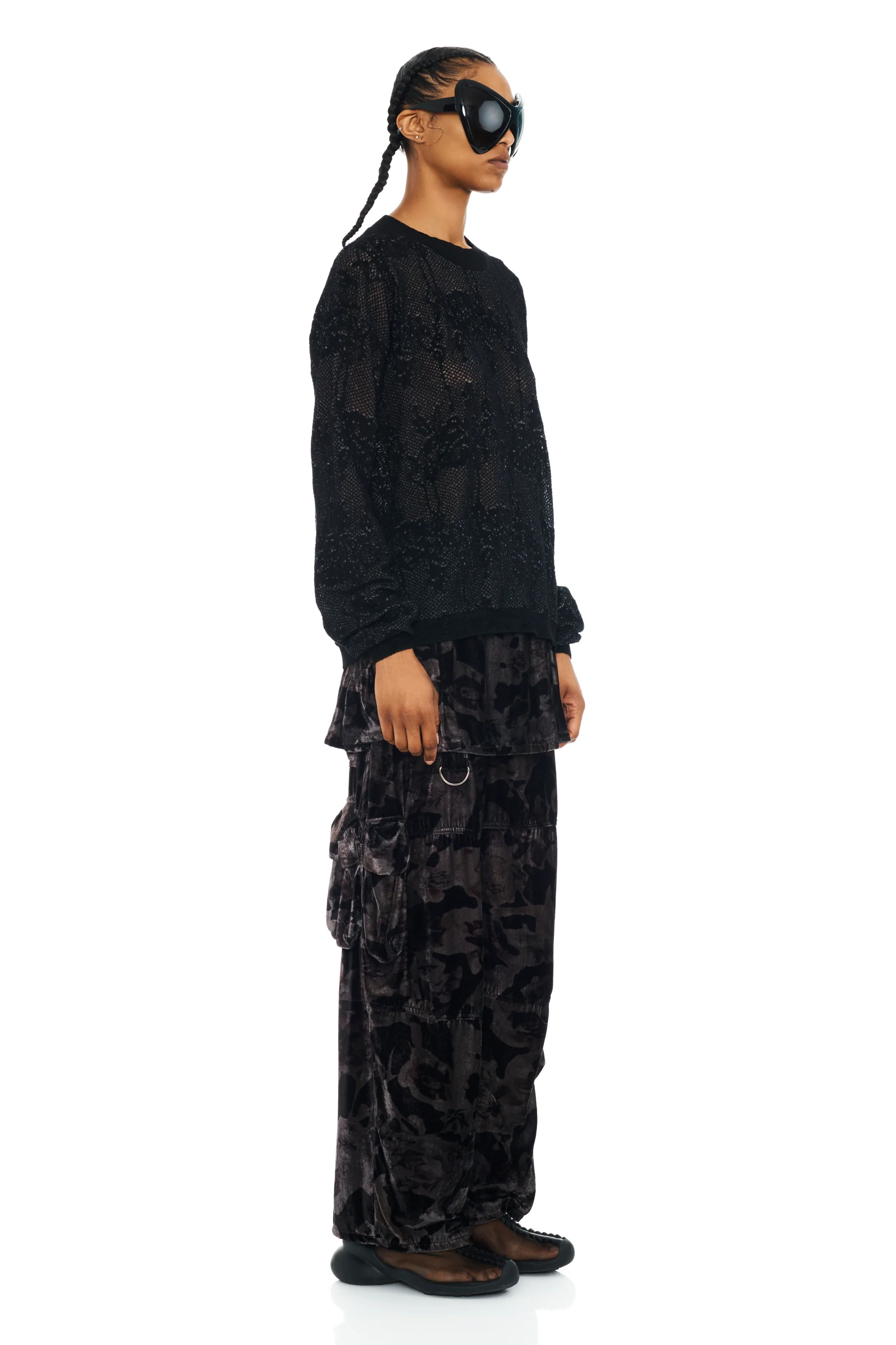 BLACK KNIT LACE WOOLLY SWEATER - Image 3