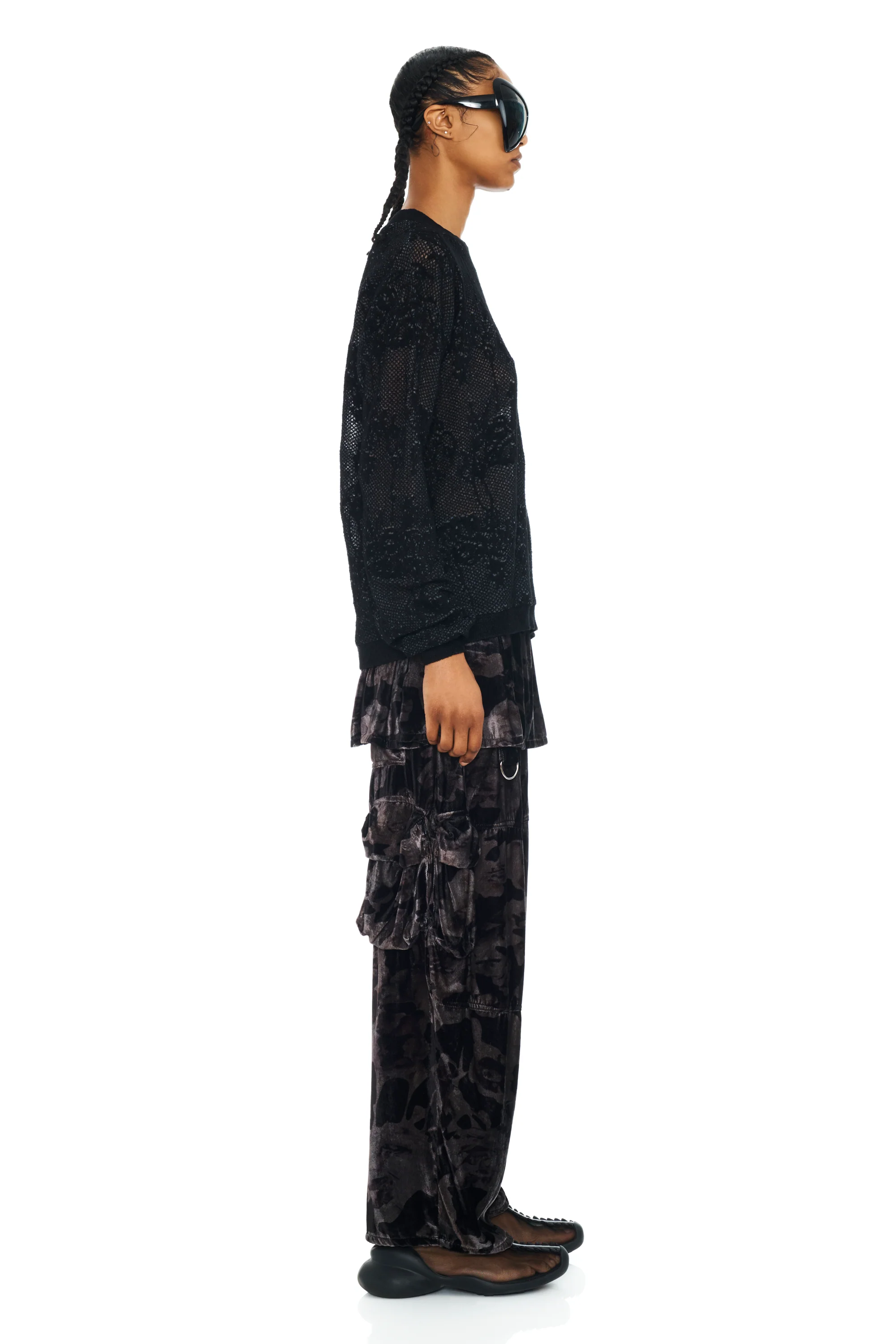 BLACK KNIT LACE WOOLLY SWEATER - Image 4