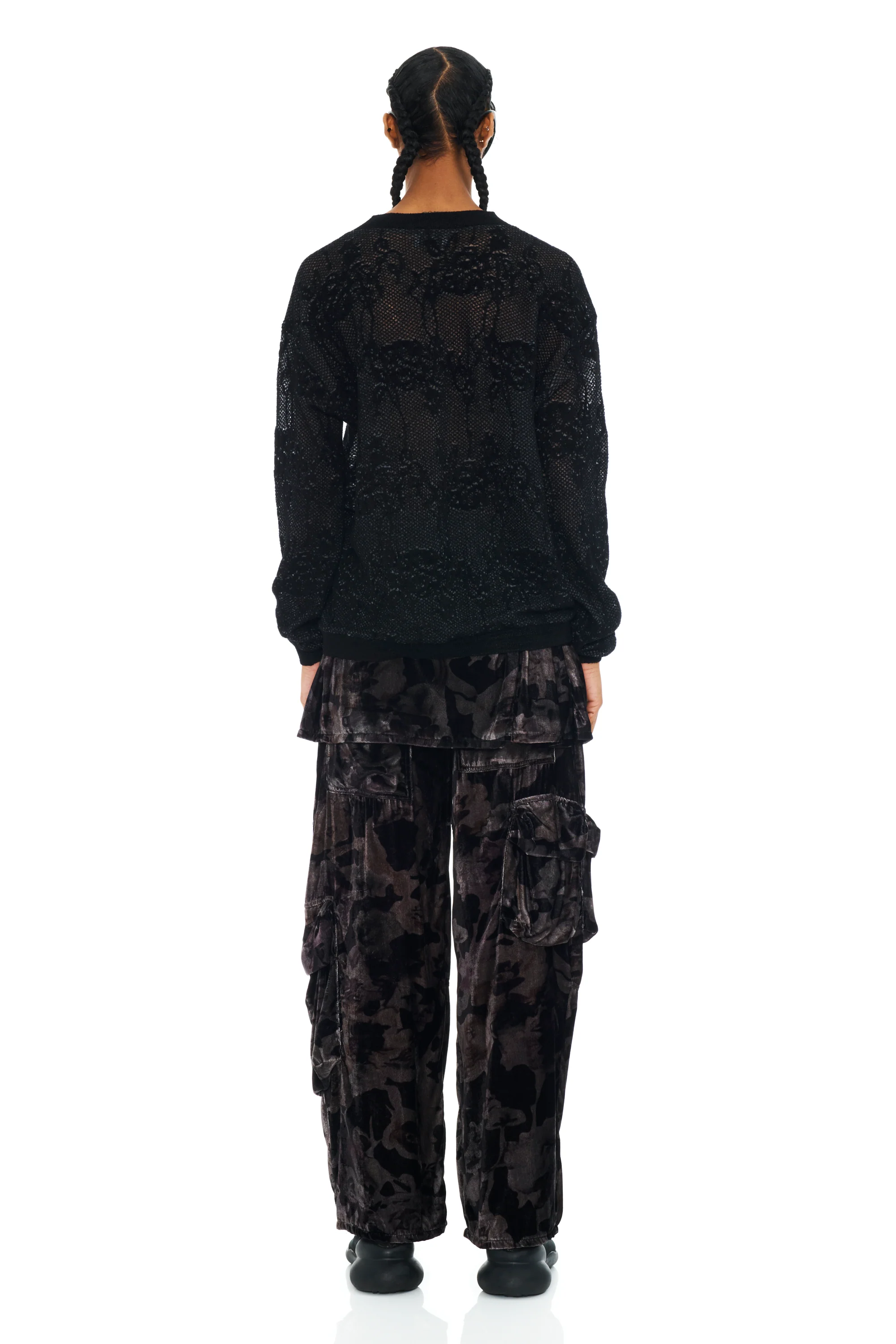 BLACK KNIT LACE WOOLLY SWEATER - Image 5