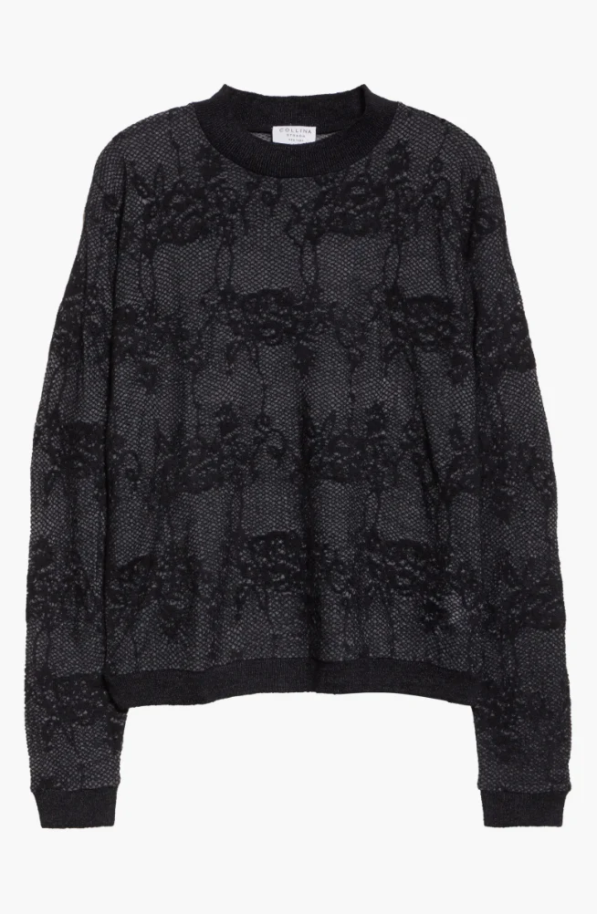 BLACK KNIT LACE WOOLLY SWEATER - Image 6