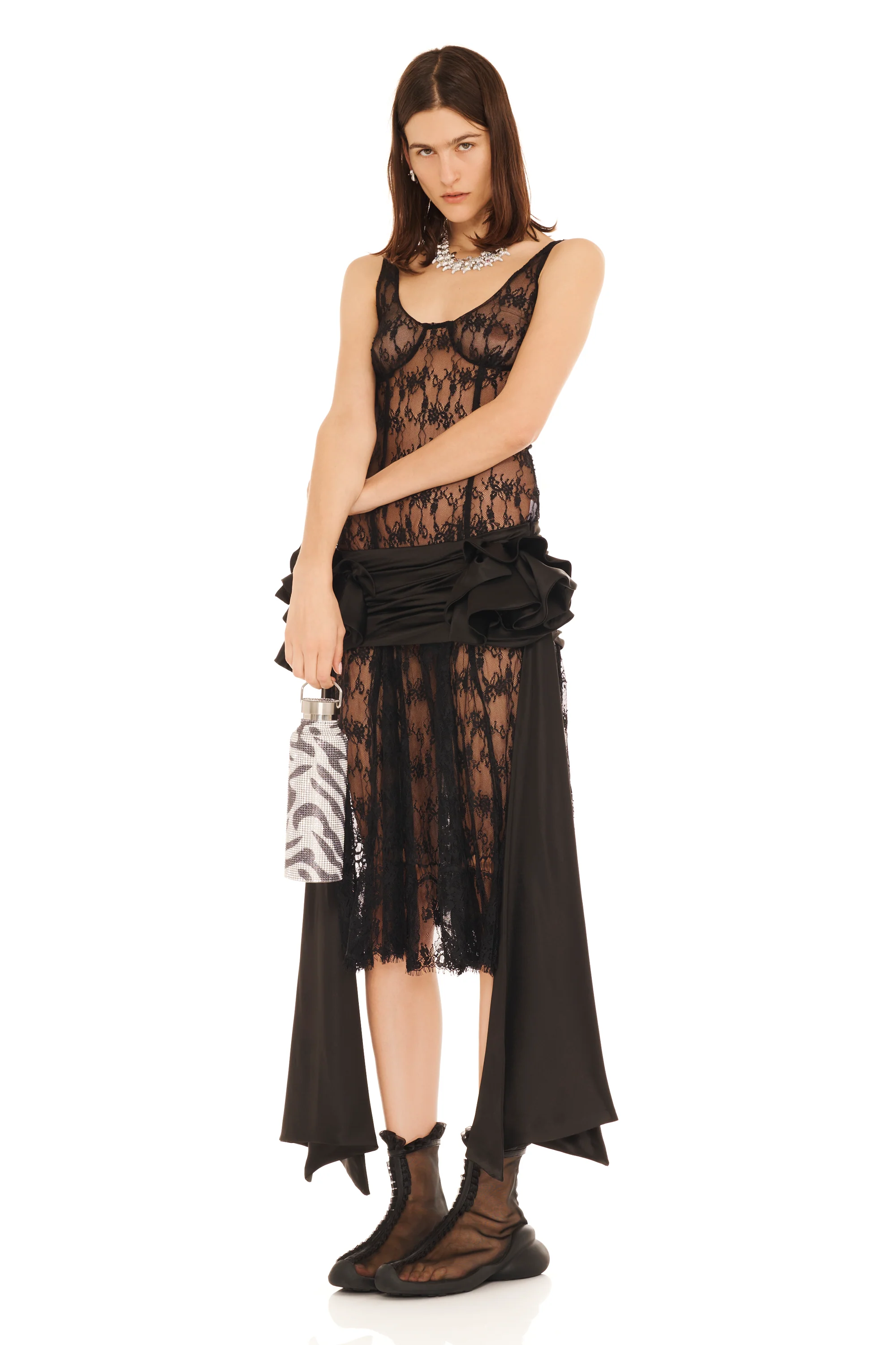 BLACK SATIN PEONY BELT - Image 2
