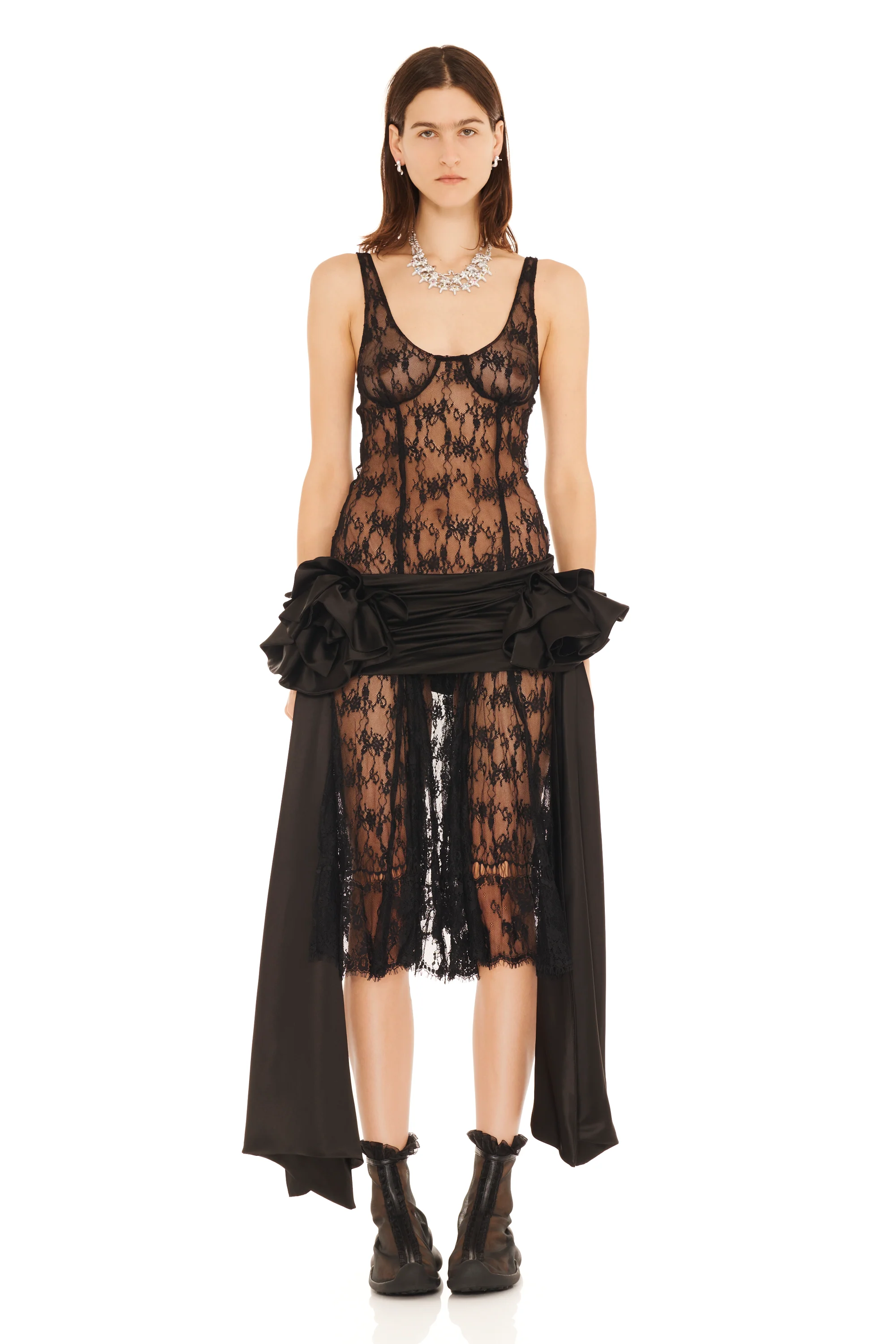 BLACK SATIN PEONY BELT - Image 7