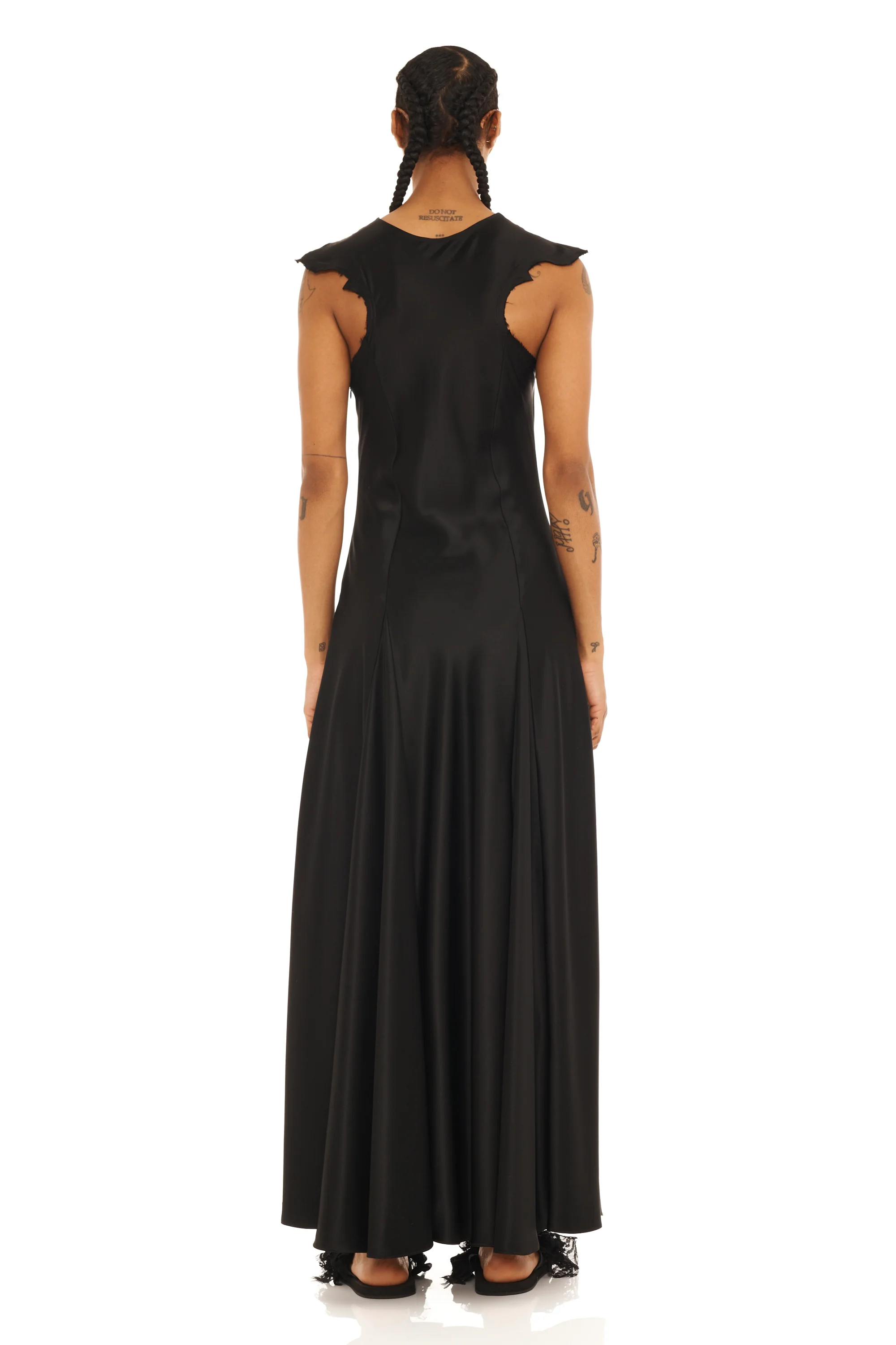 BLACK SATIN PRIMROSE DRESS - Image 2