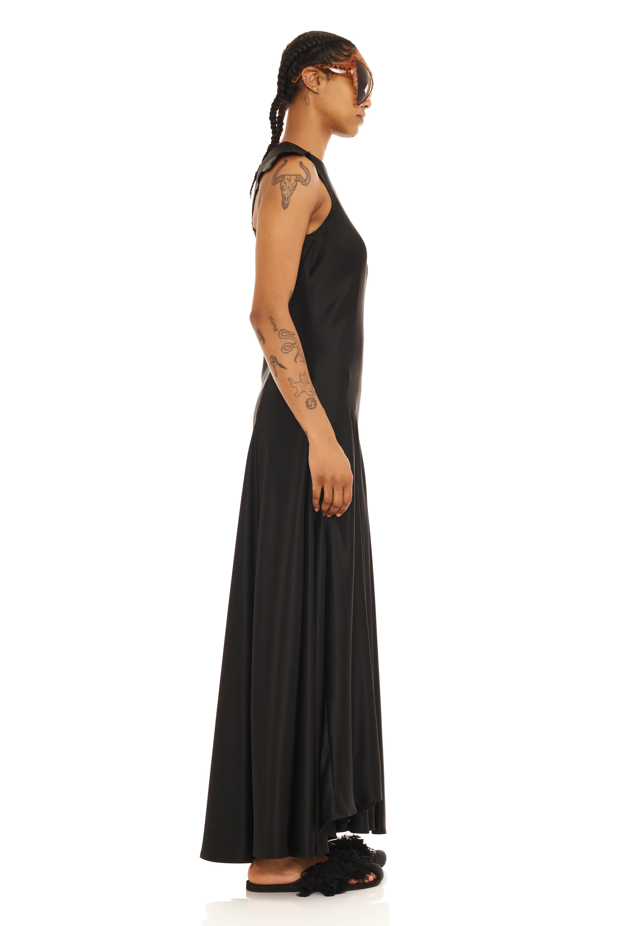 BLACK SATIN PRIMROSE DRESS - Image 3
