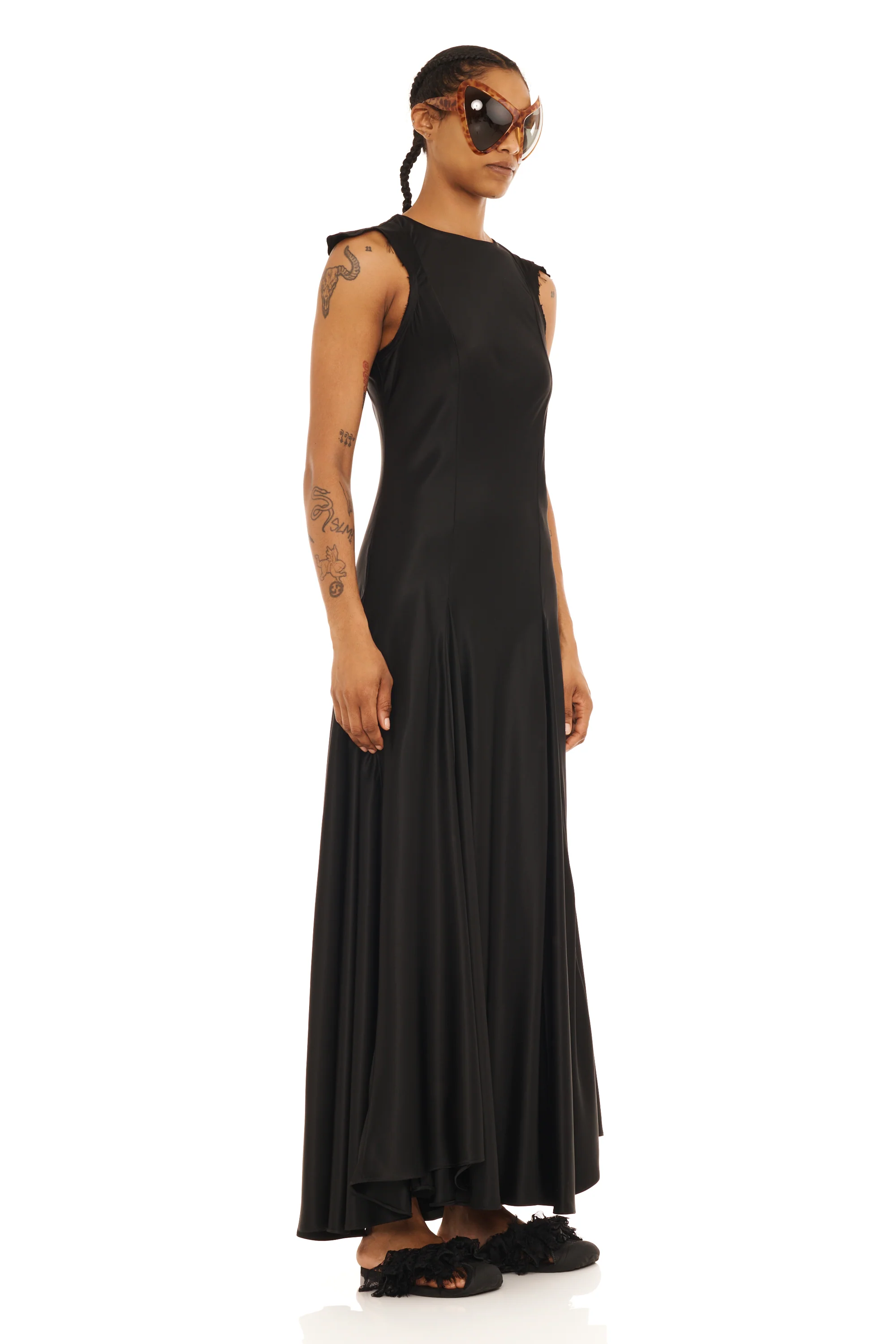 BLACK SATIN PRIMROSE DRESS - Image 4