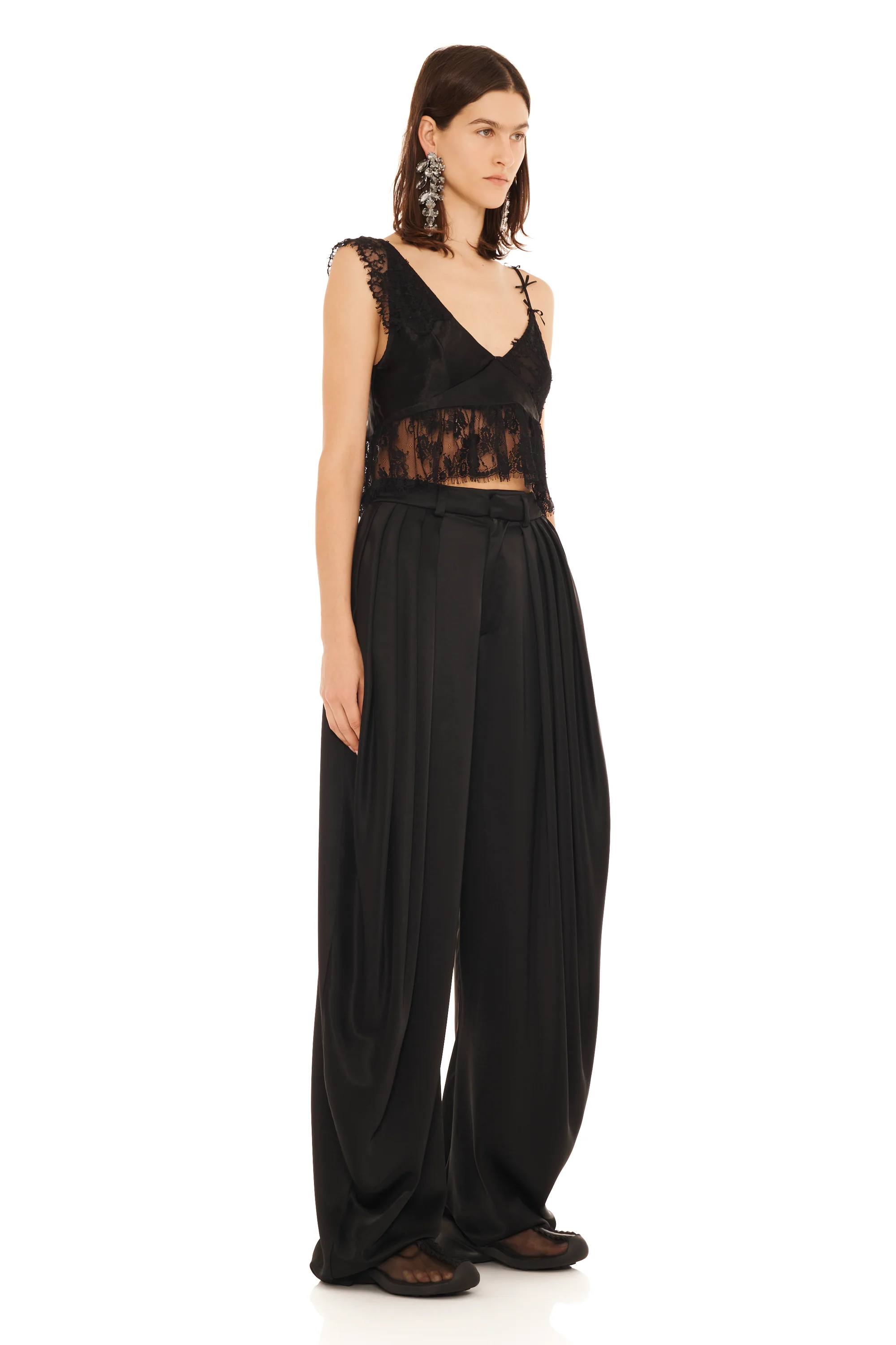 BLACK SATIN SIMONE PANT - Image 3