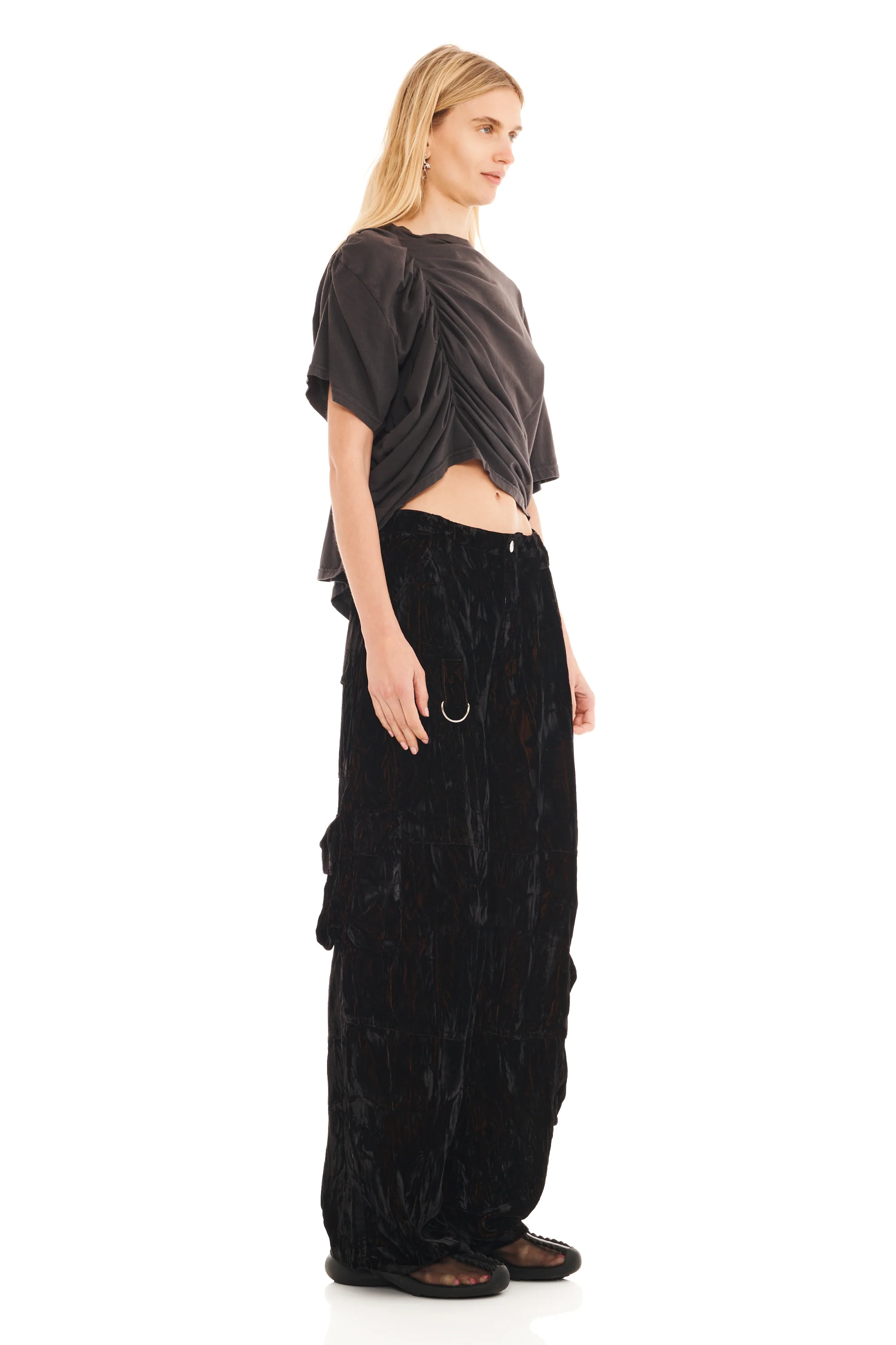 BLACK VELVET LAWN CARGO PANT - Image 3