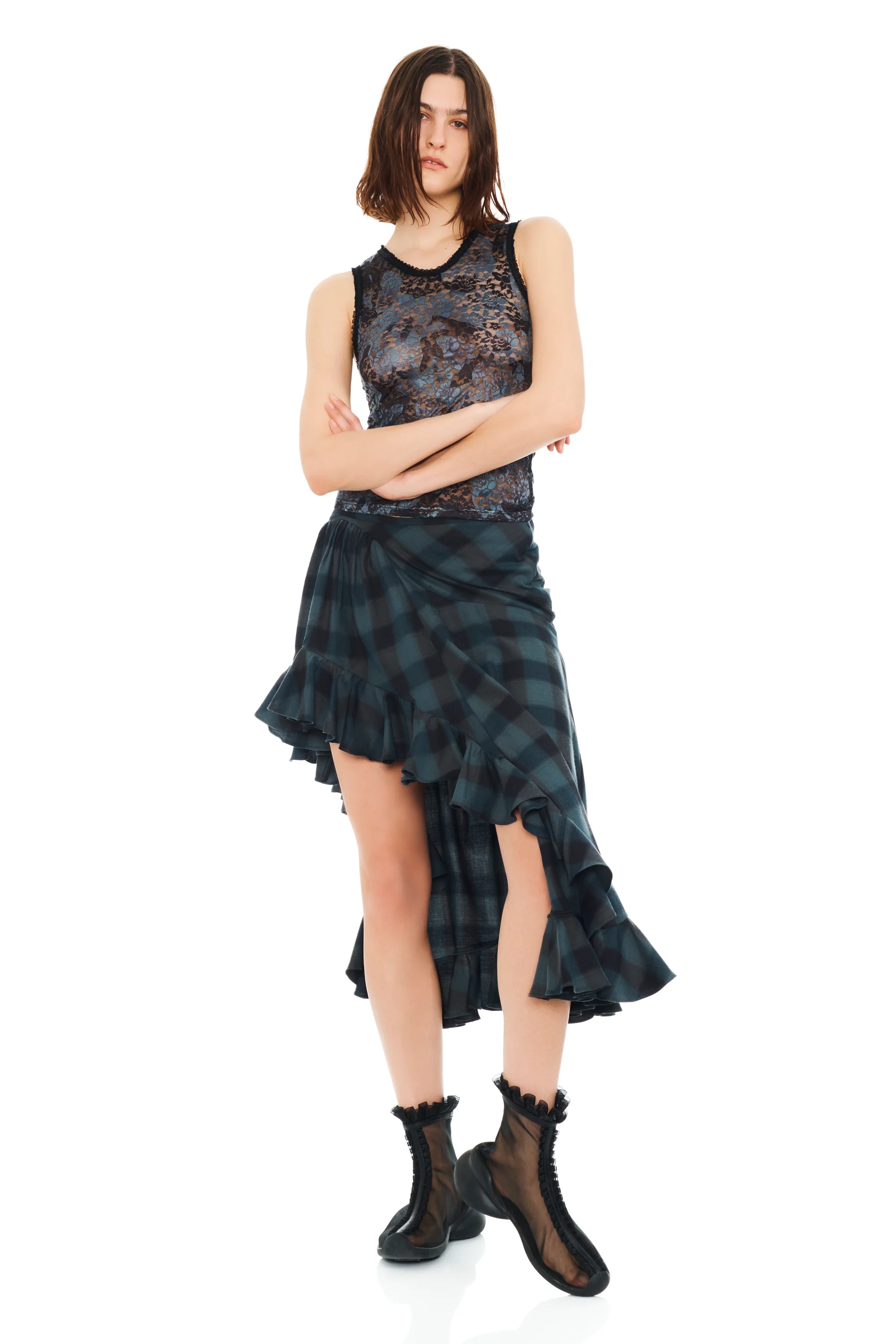 BLACK WATERCOLOR ROSES LACE DACHI TOP - Image 10