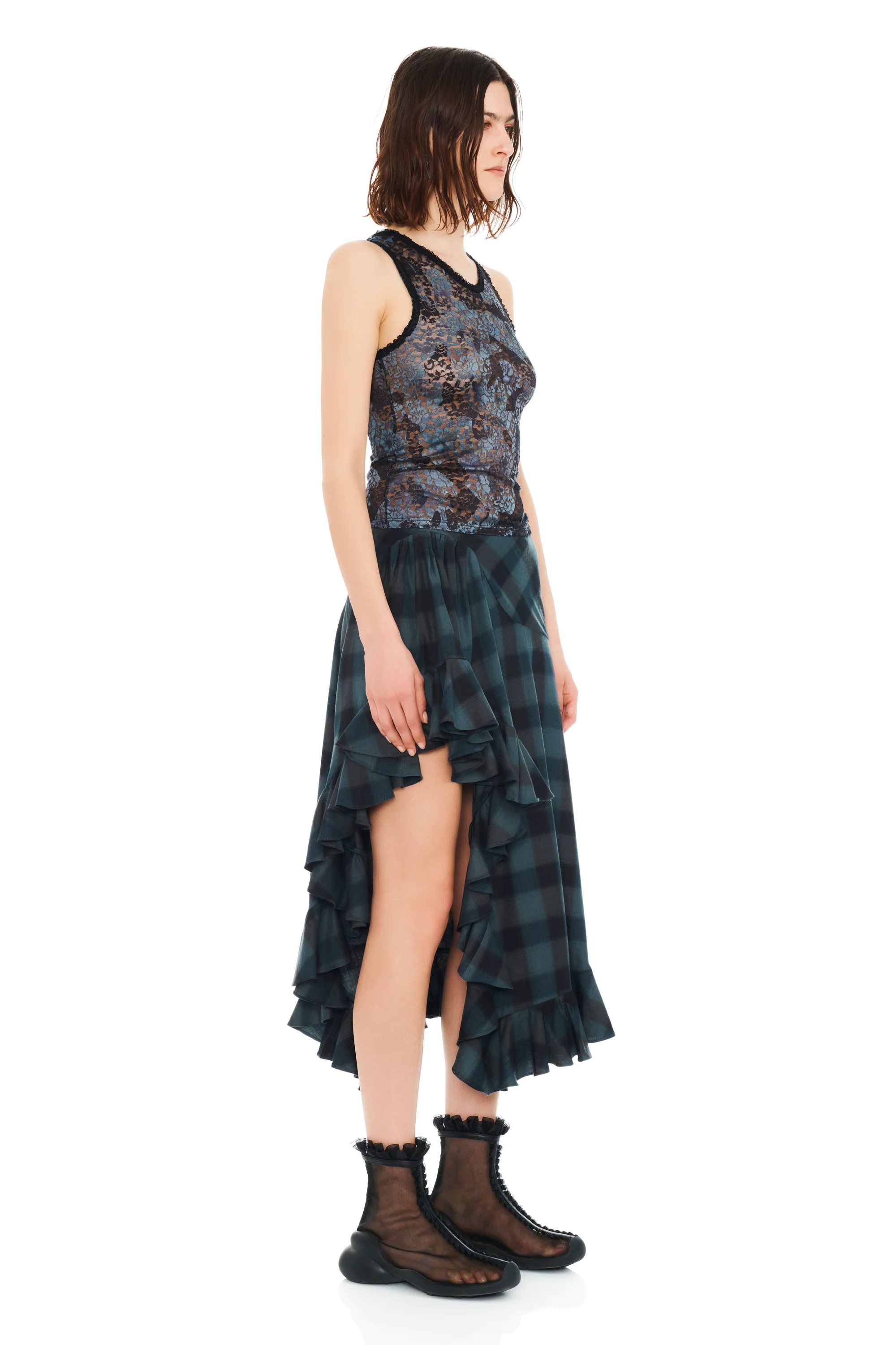 BLACK WATERCOLOR ROSES LACE DACHI TOP - Image 7