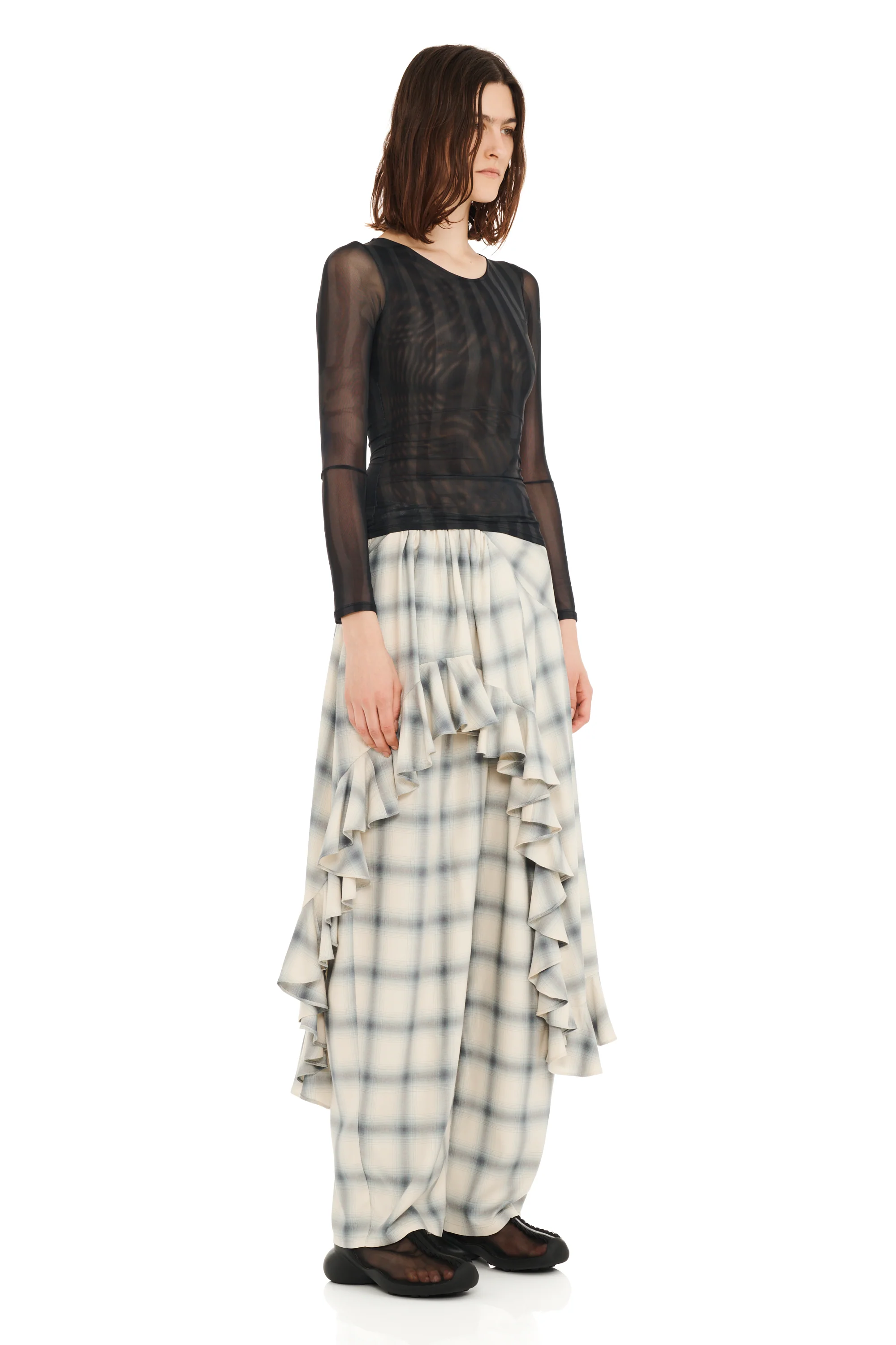 BLACK WAVY FLOWER STRIPE CARDIO CREW - Image 3