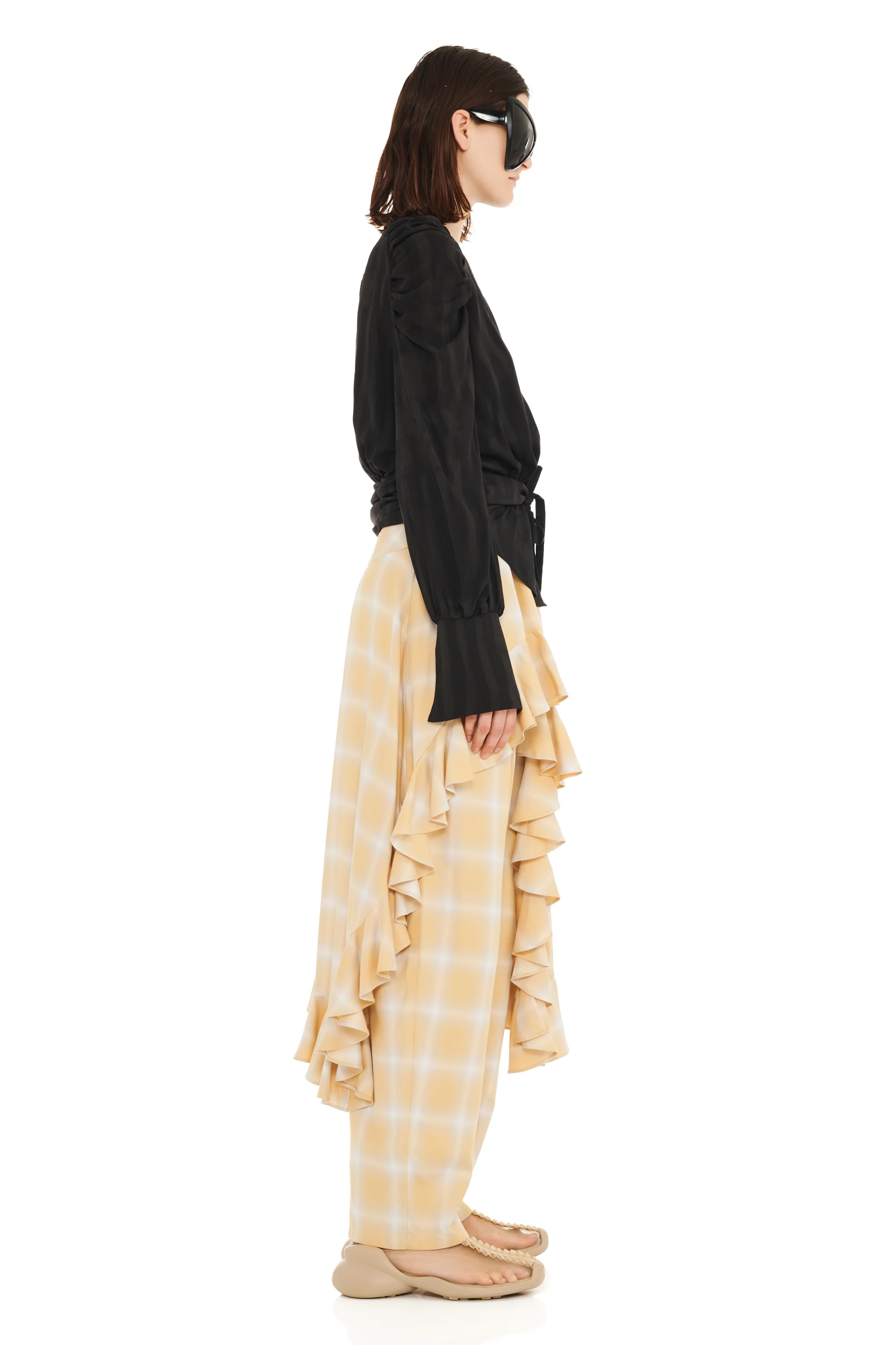 BLACK WAVY FLOWER STRIPE IRIS TOP - Image 4