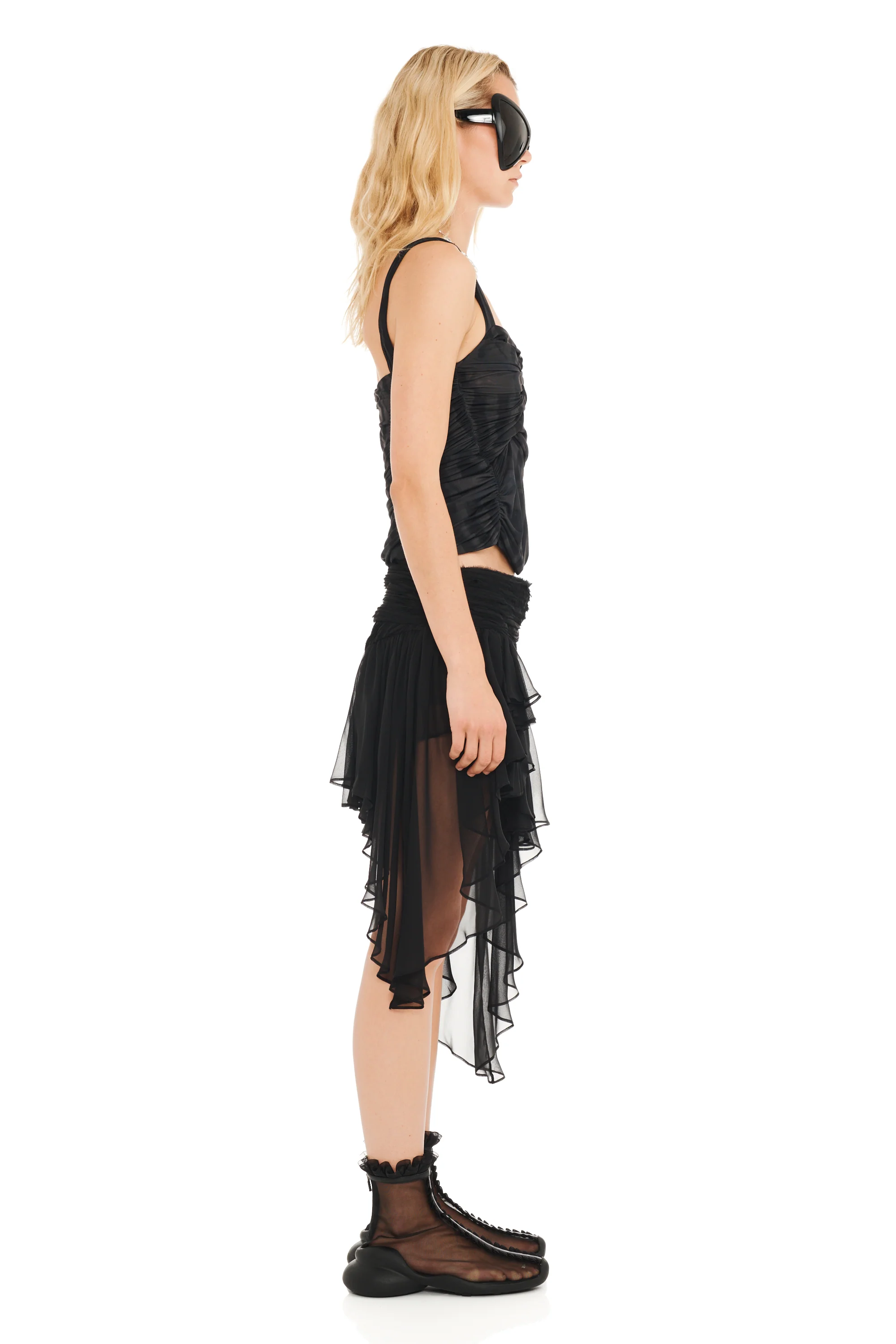 BLACK WAVY FLOWER STRIPE NETTLE TANK - Image 5