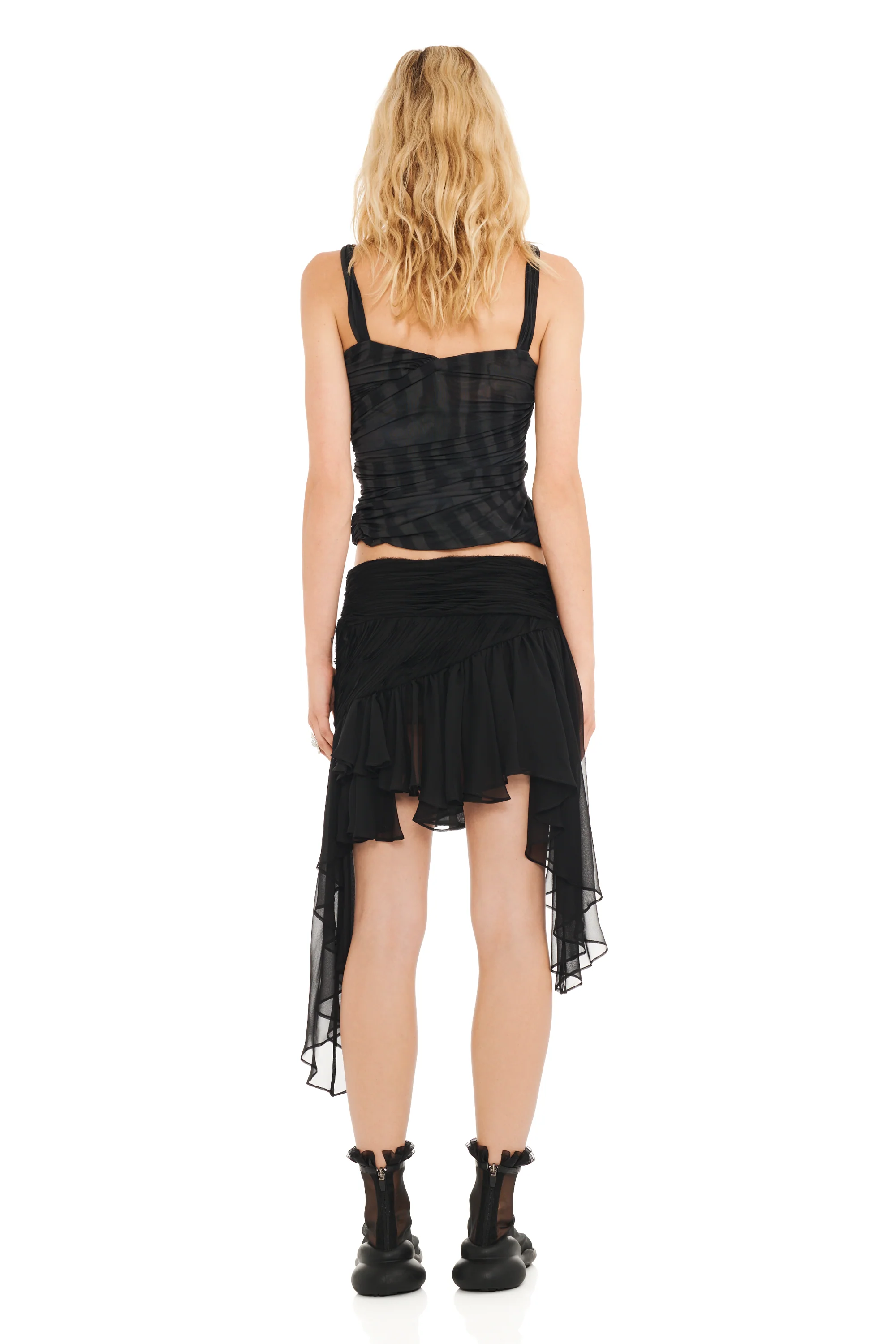 BLACK WAVY FLOWER STRIPE NETTLE TANK - Image 6