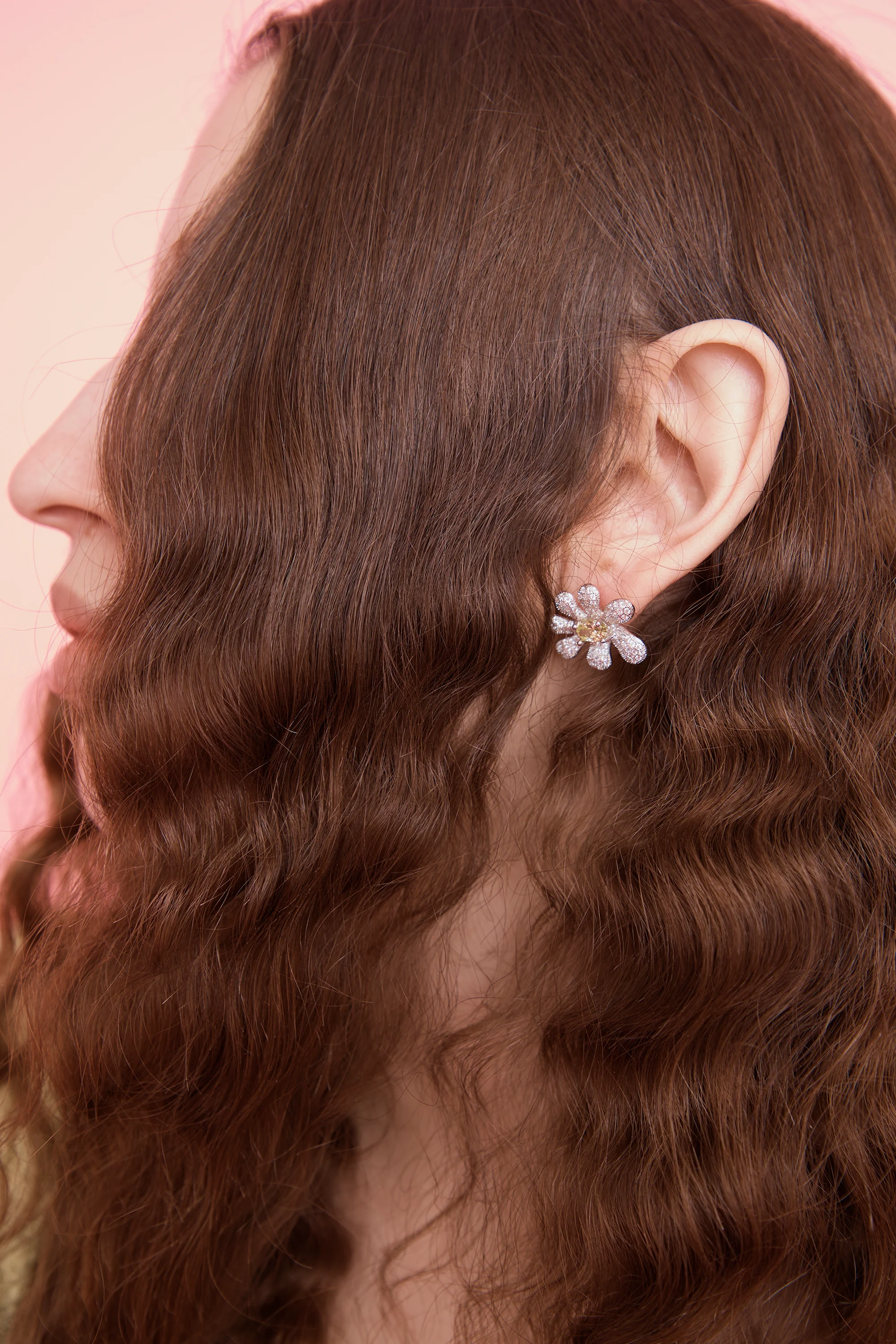 CANARY CRYSTAL PAVE SQUASHED BLOSSOM EARRING - Image 2
