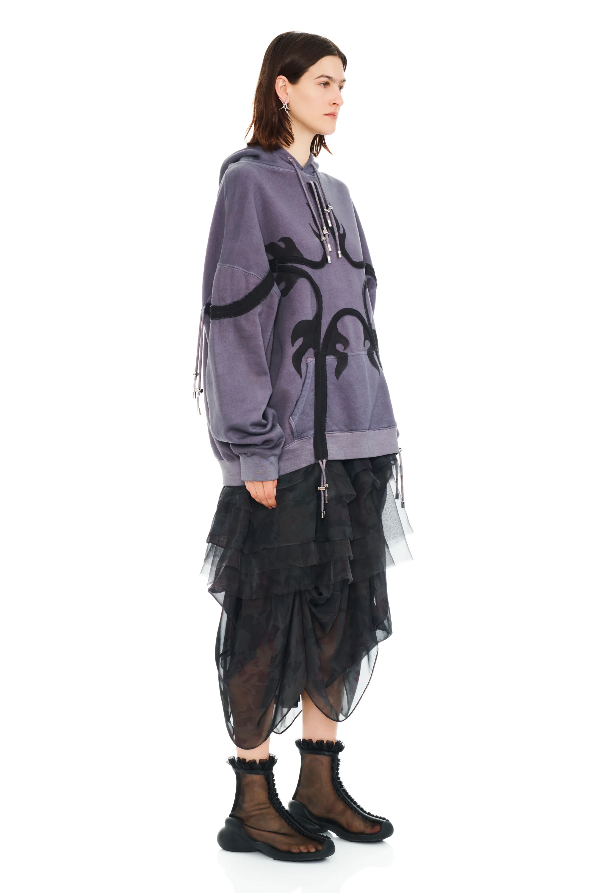 CHARCOAL FLAMES STAR HOODIE - Image 4