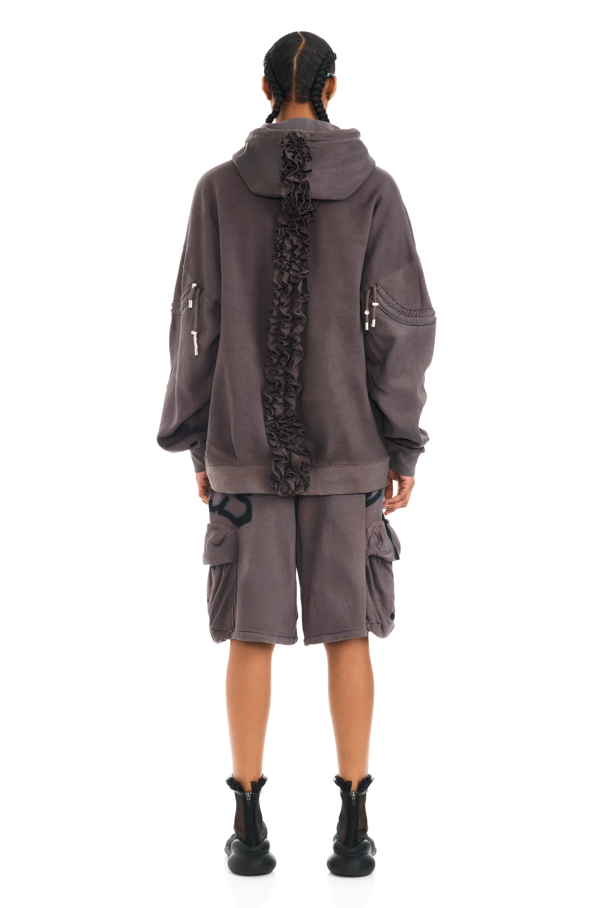 CHARCOAL FLOWER  BURST HOODIE - Image 4