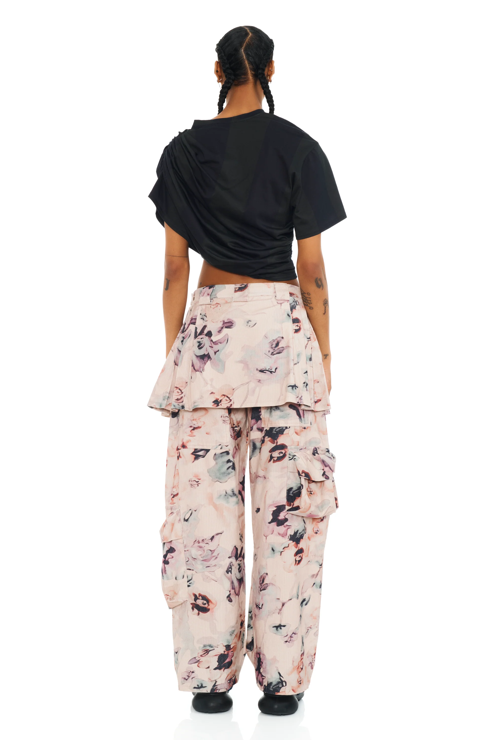 CHARCOAL STRIPE EVA DRAPED TEE - Image 4
