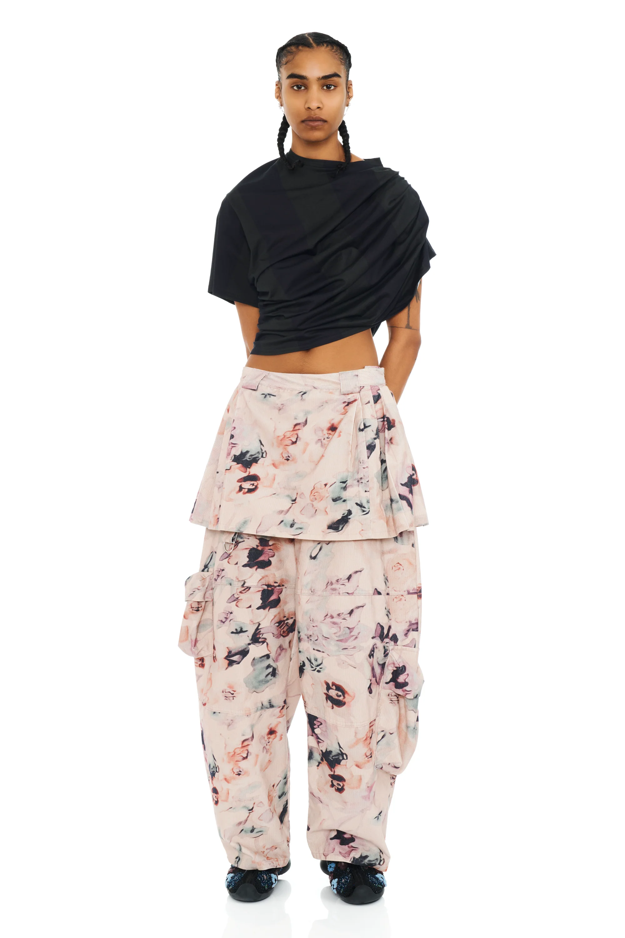 CHARCOAL STRIPE EVA DRAPED TEE - Image 5