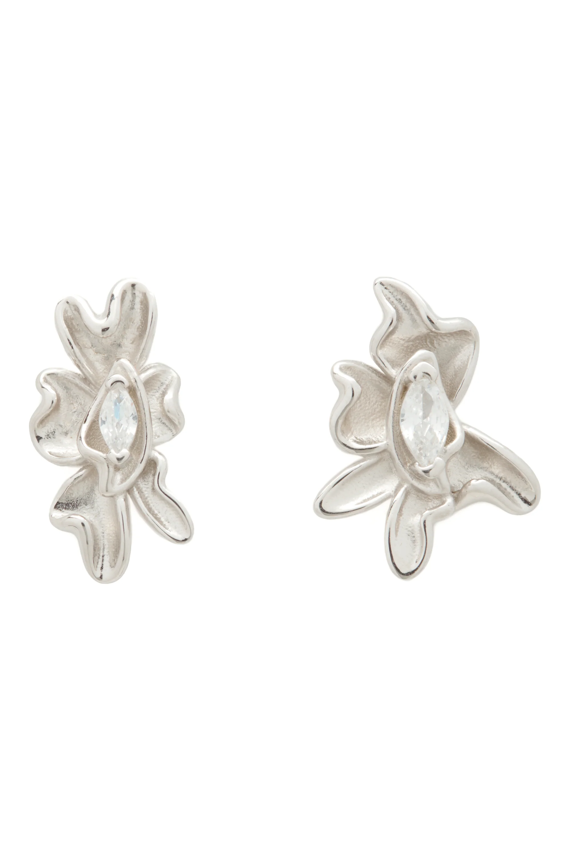 CRYSTAL CLEAR MINI MOLTEN FLOWER EARRINGS