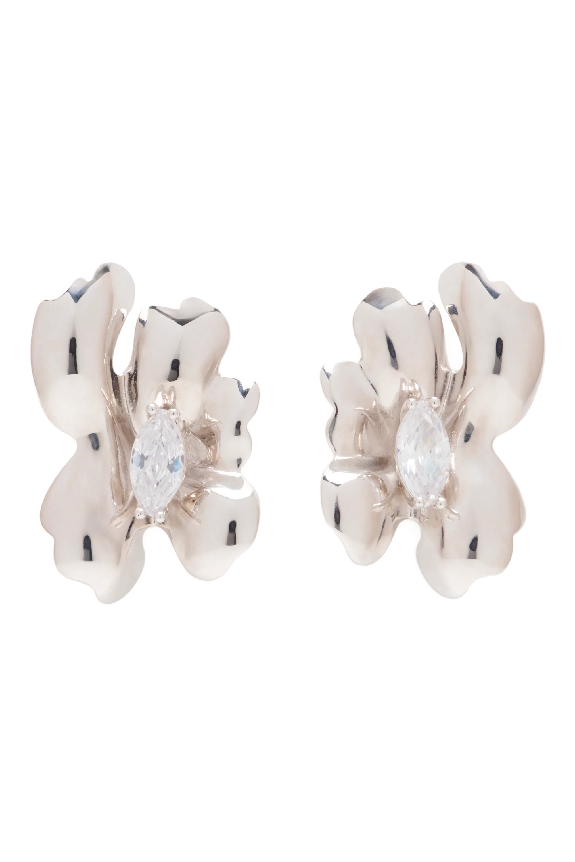 CRYSTAL CLEAR MOLTEN FLOWER EARRING