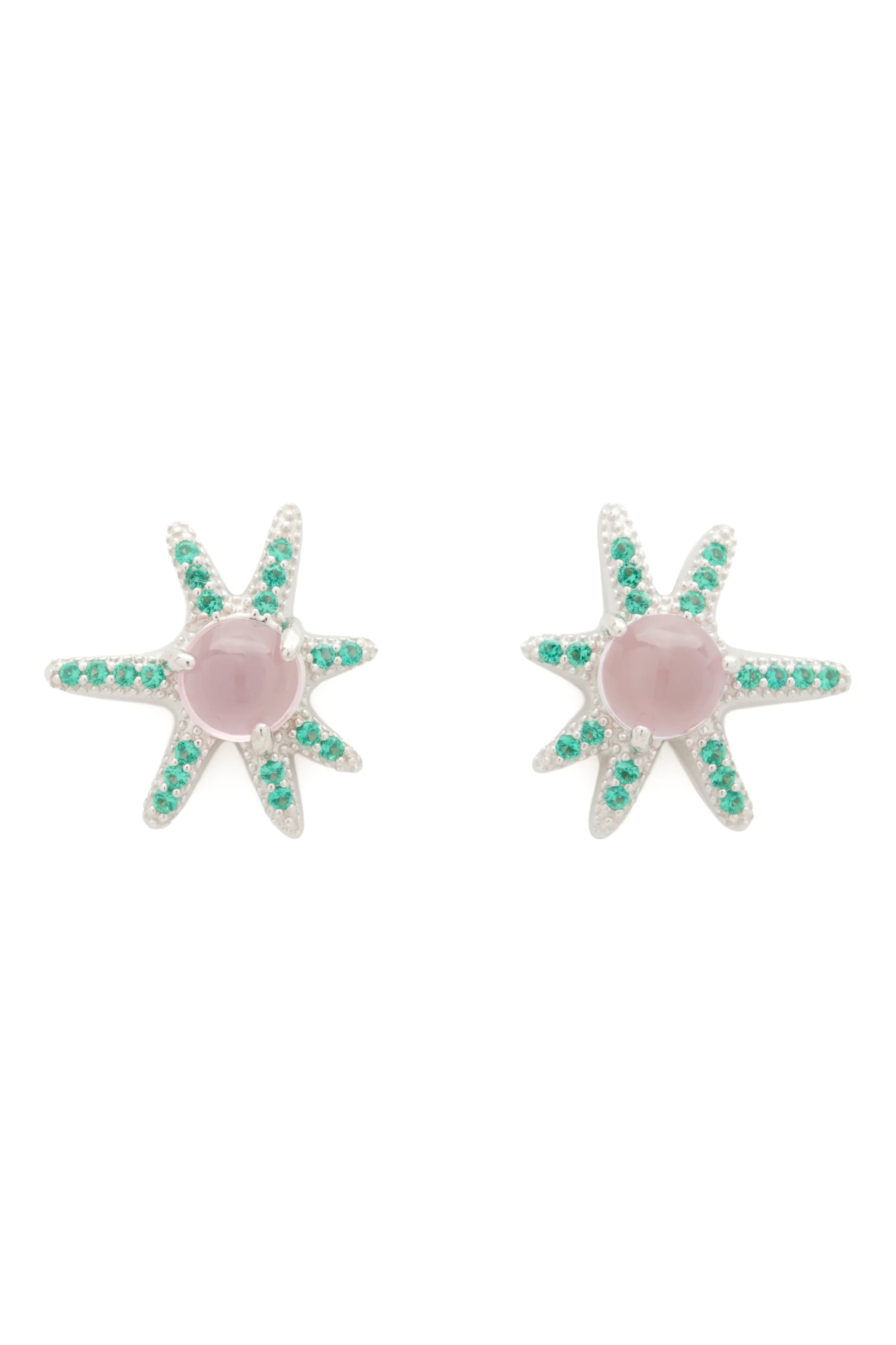 EMERALD AMETHYST ASTER EARRINGS
