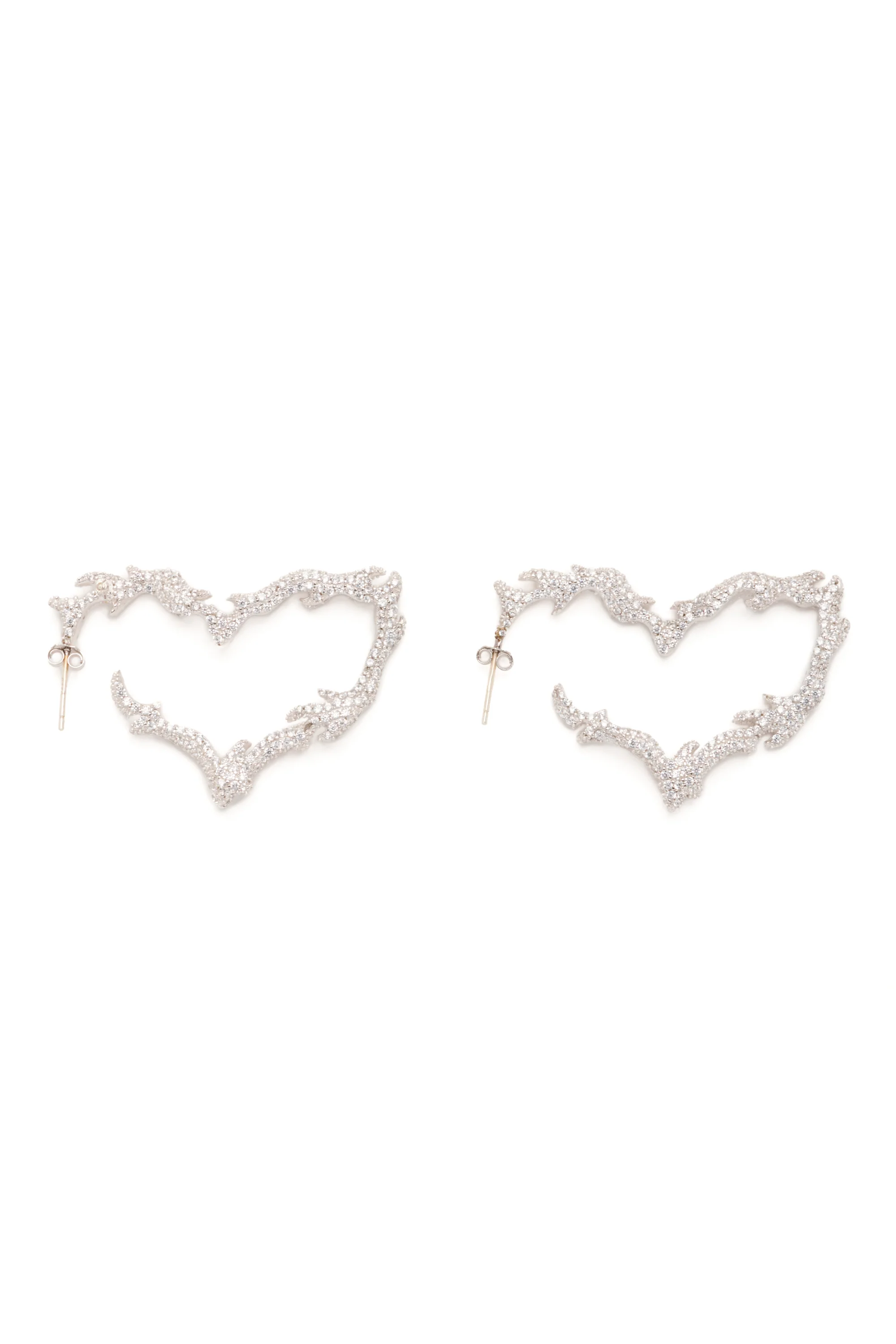 CRYSTAL CLEAR FLAME HEART EARRINGS