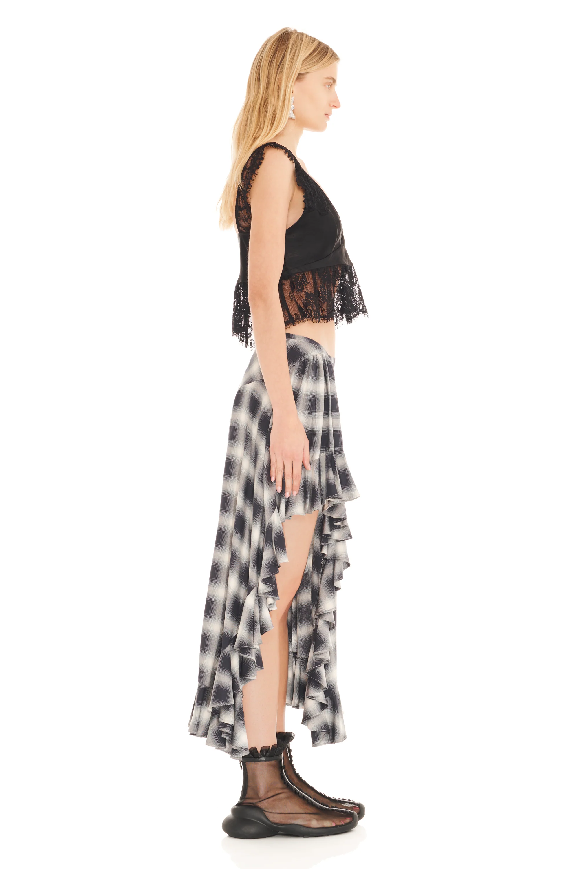 FOG PLAID FLORIST SKIRT - Image 4