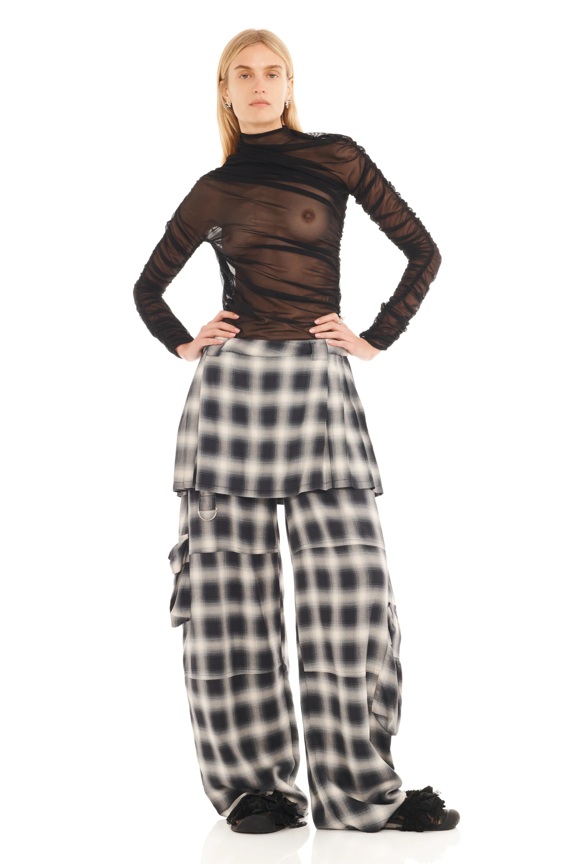 FOG PLAID LAWN SKIRT CARGO PANT - Image 2