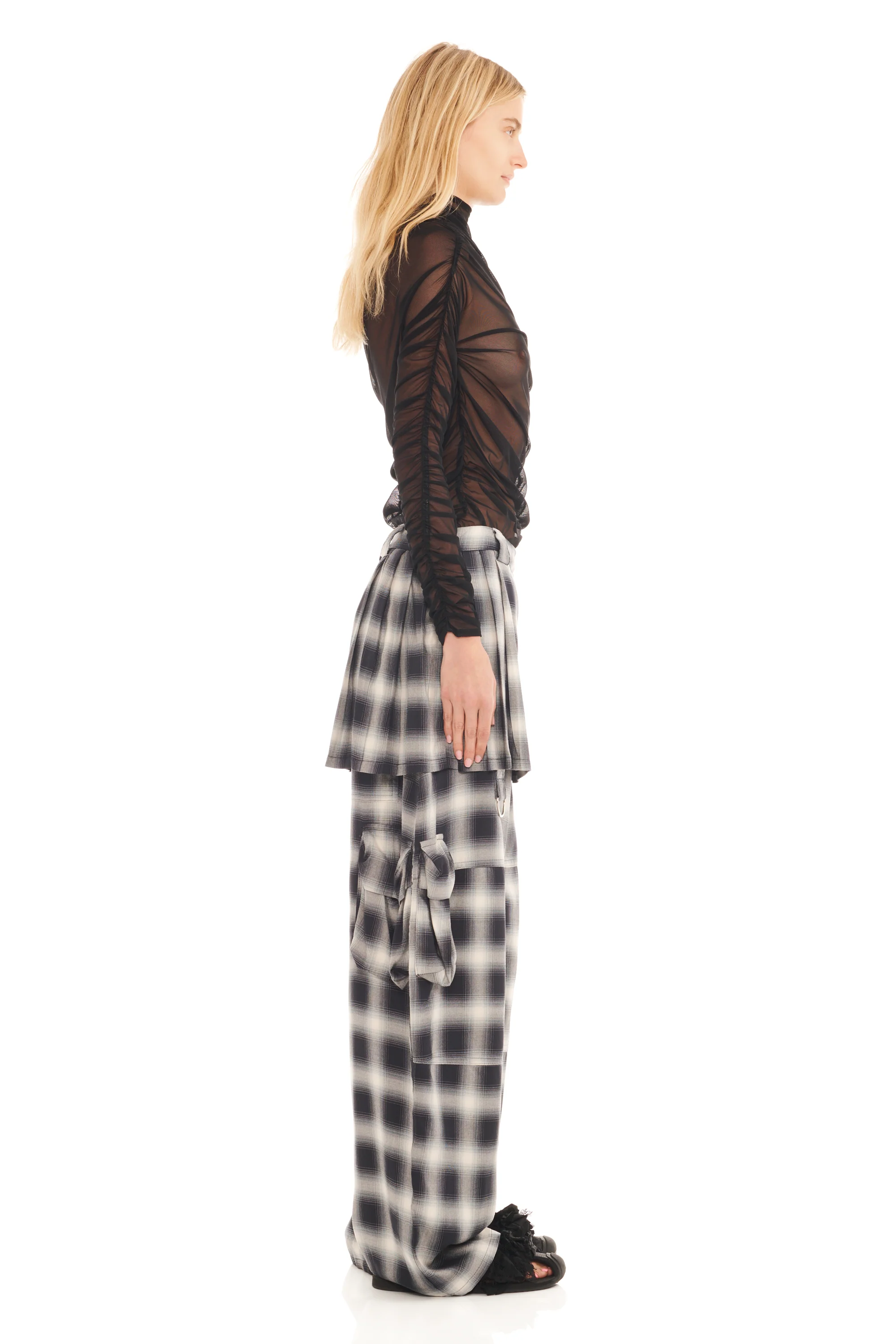 FOG PLAID LAWN SKIRT CARGO PANT - Image 4