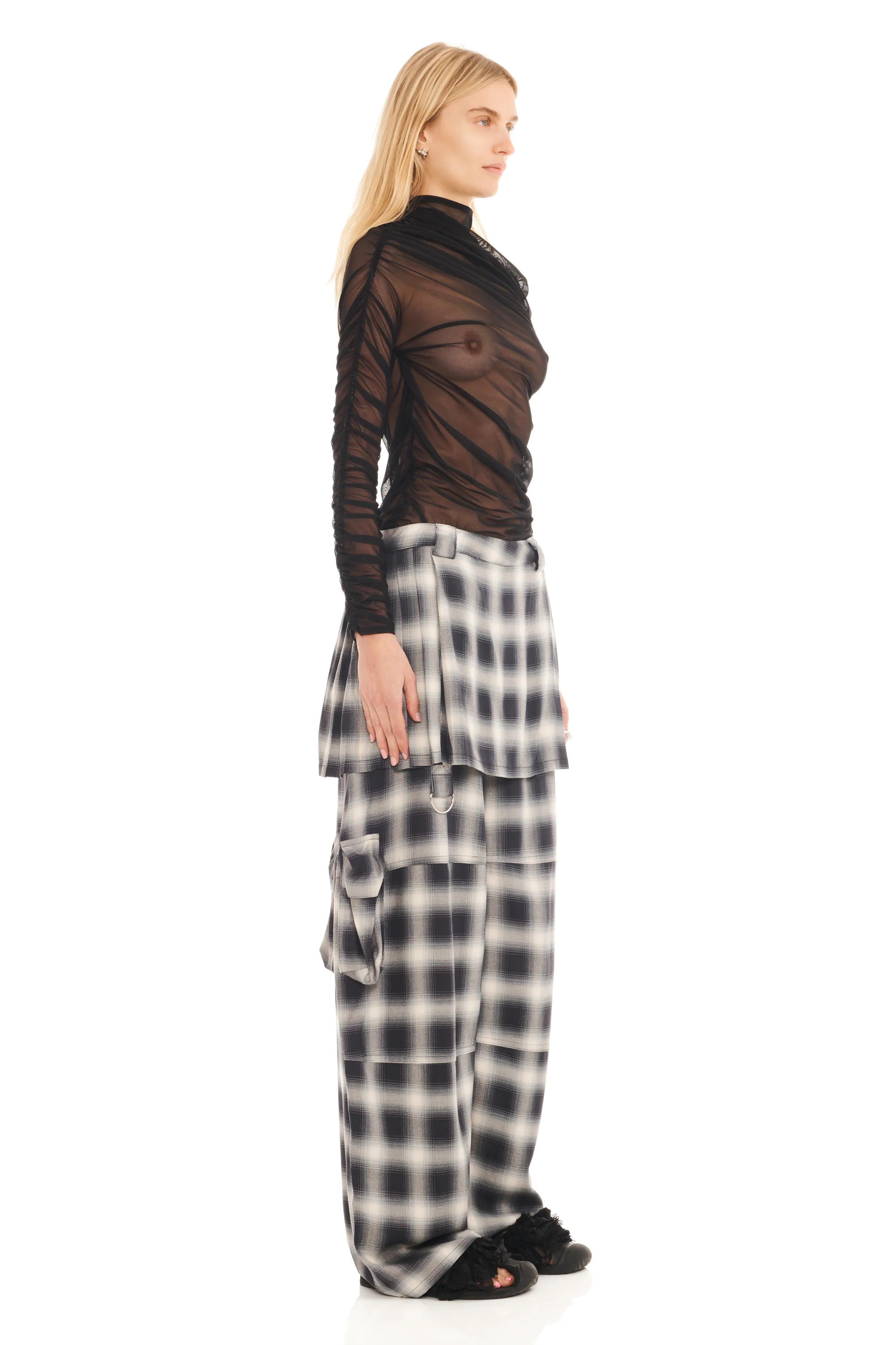 FOG PLAID LAWN SKIRT CARGO PANT - Image 5