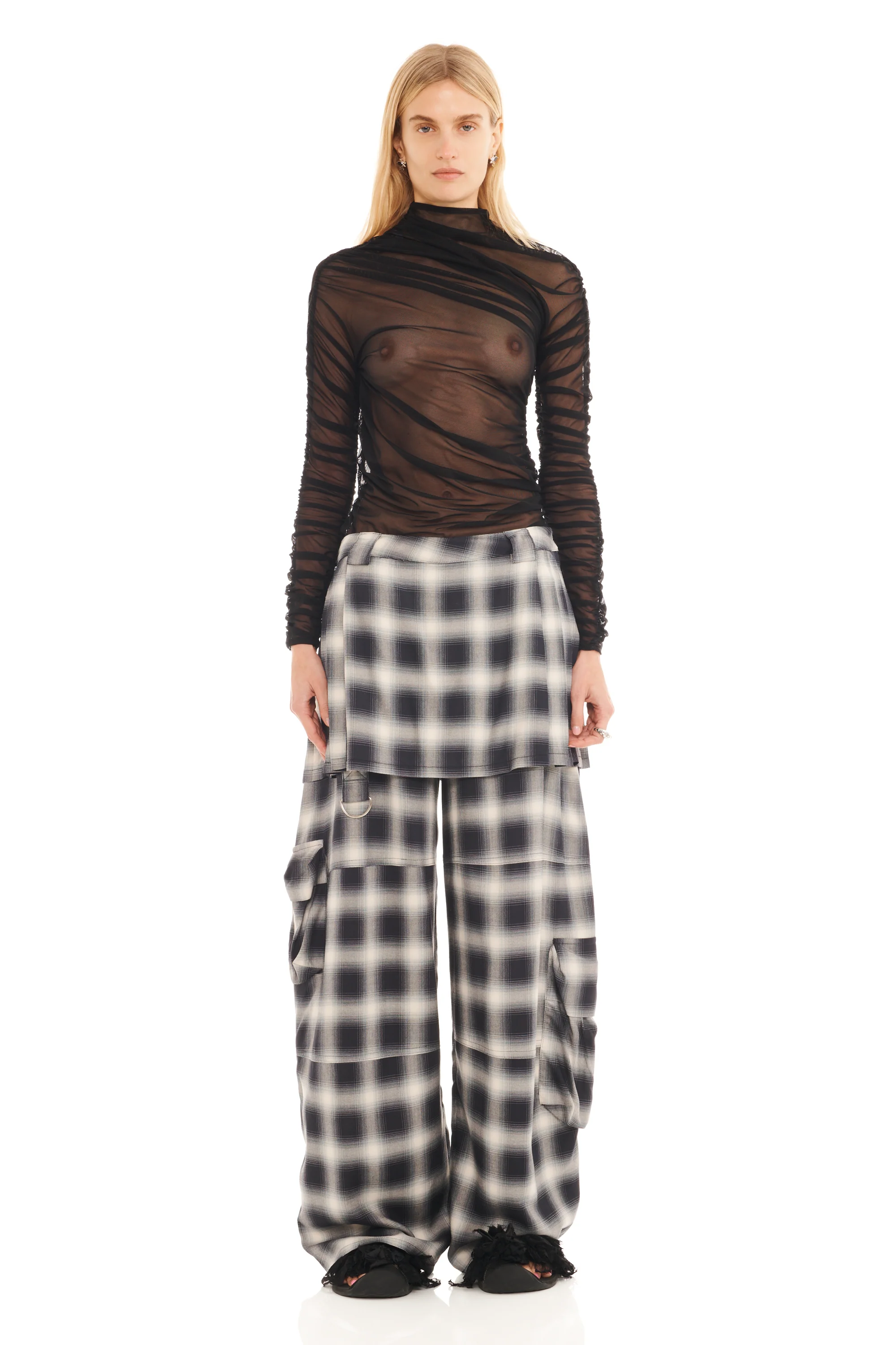 FOG PLAID LAWN SKIRT CARGO PANT - Image 6