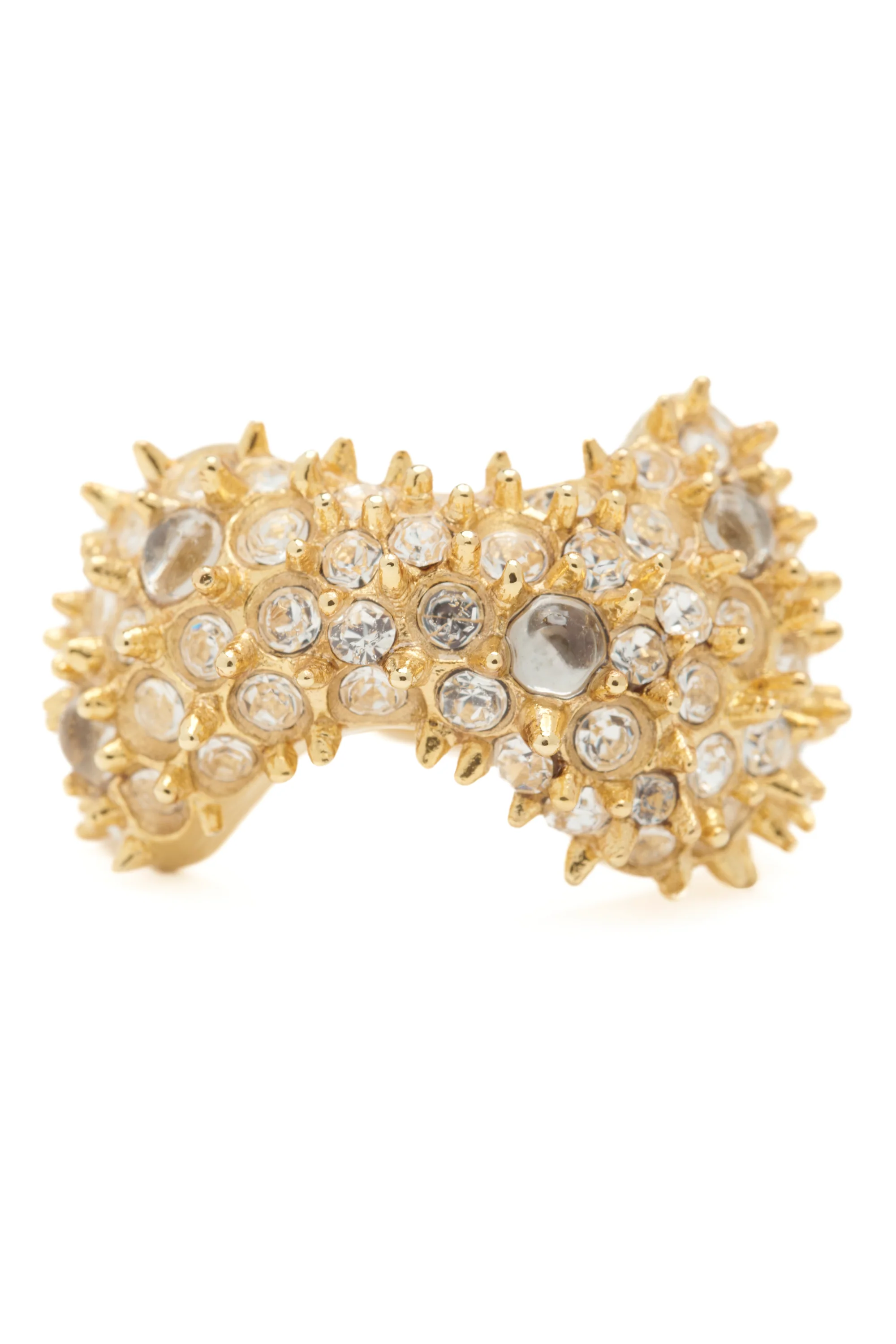 GOLD CLEAR BAT SPIKE RING