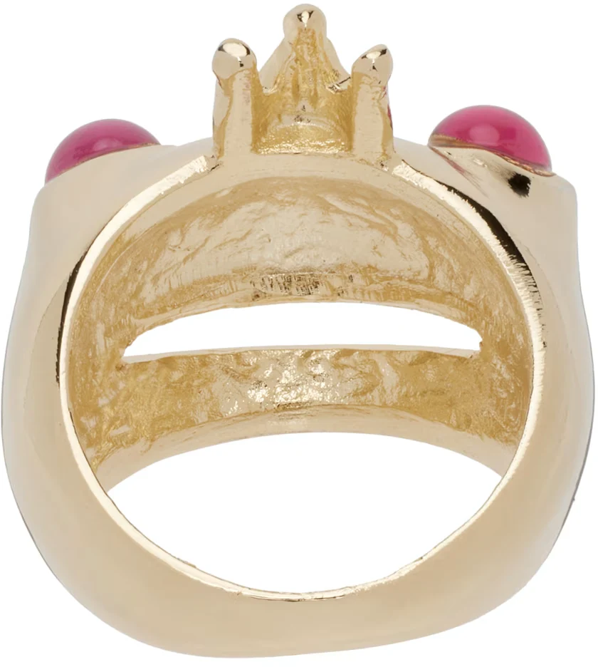 GOLD PINK FROG PRINCE RING - Image 3