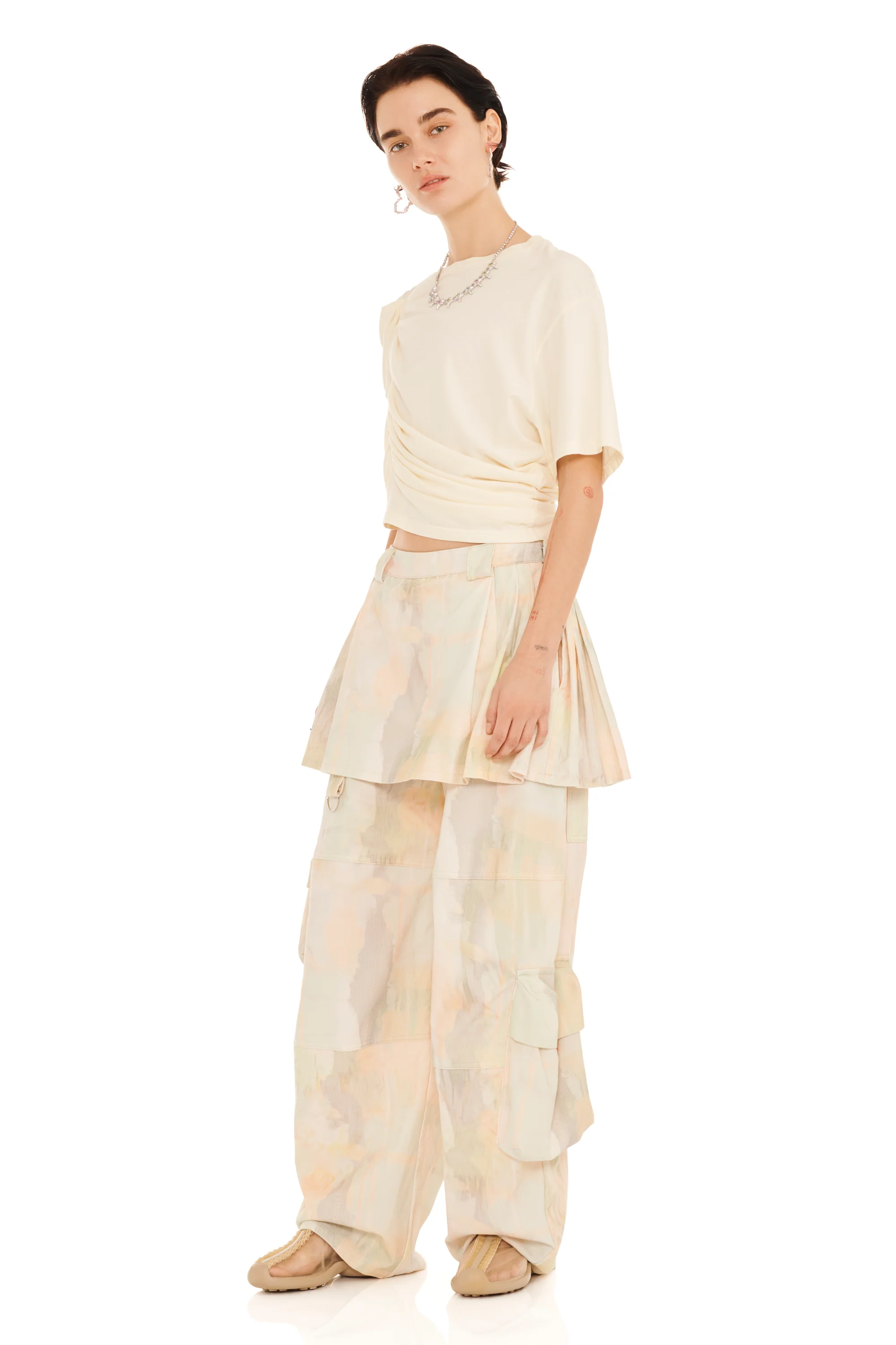 GUA SHA PLAID LAWN SKIRT CARGO PANT - Image 2