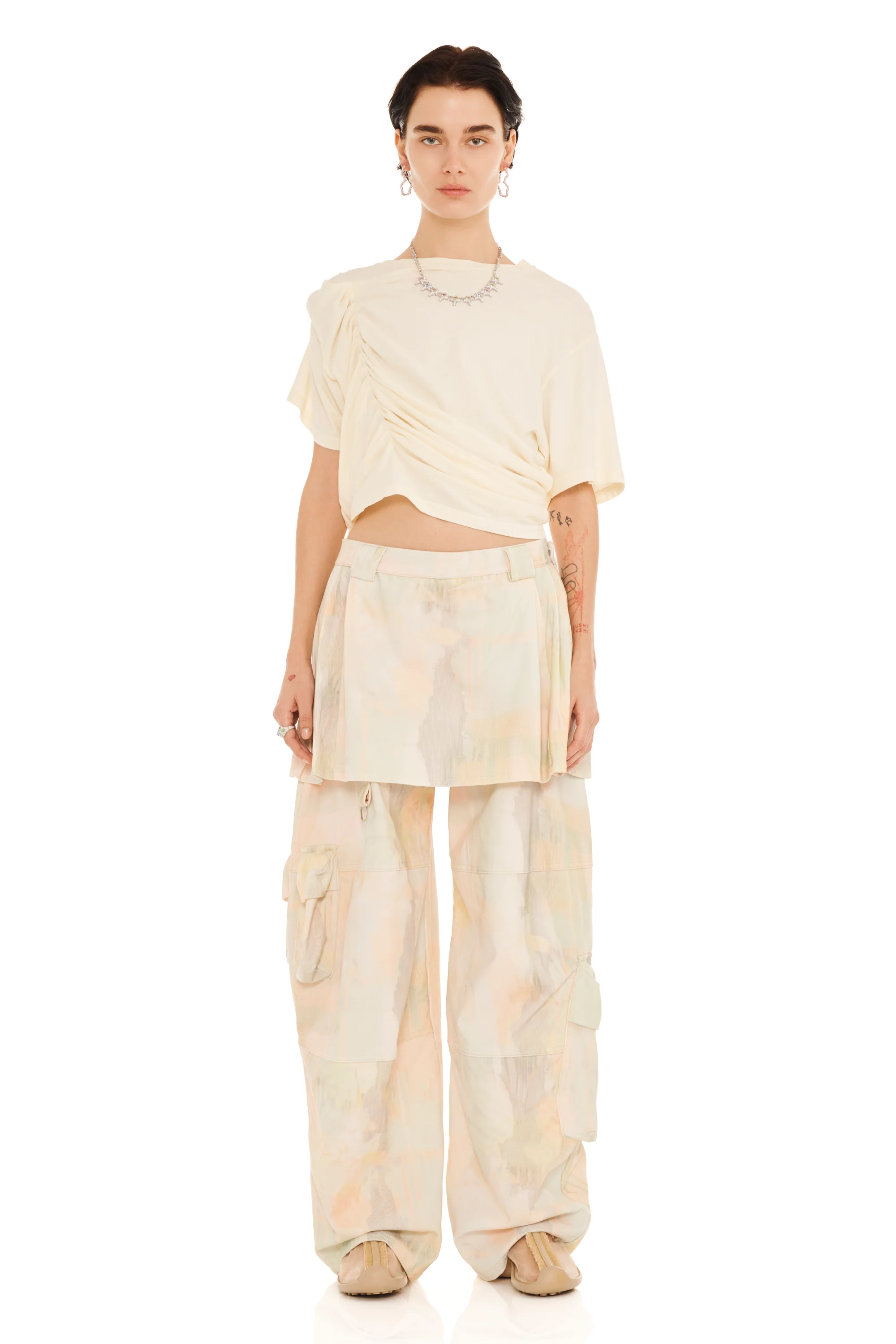 GUA SHA PLAID LAWN SKIRT CARGO PANT - Image 6