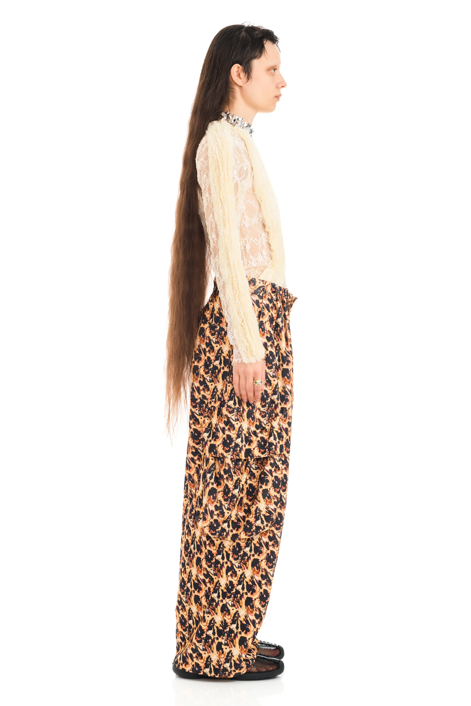 LEOPARD PEONY PLEATED CARGO PANT - Image 4