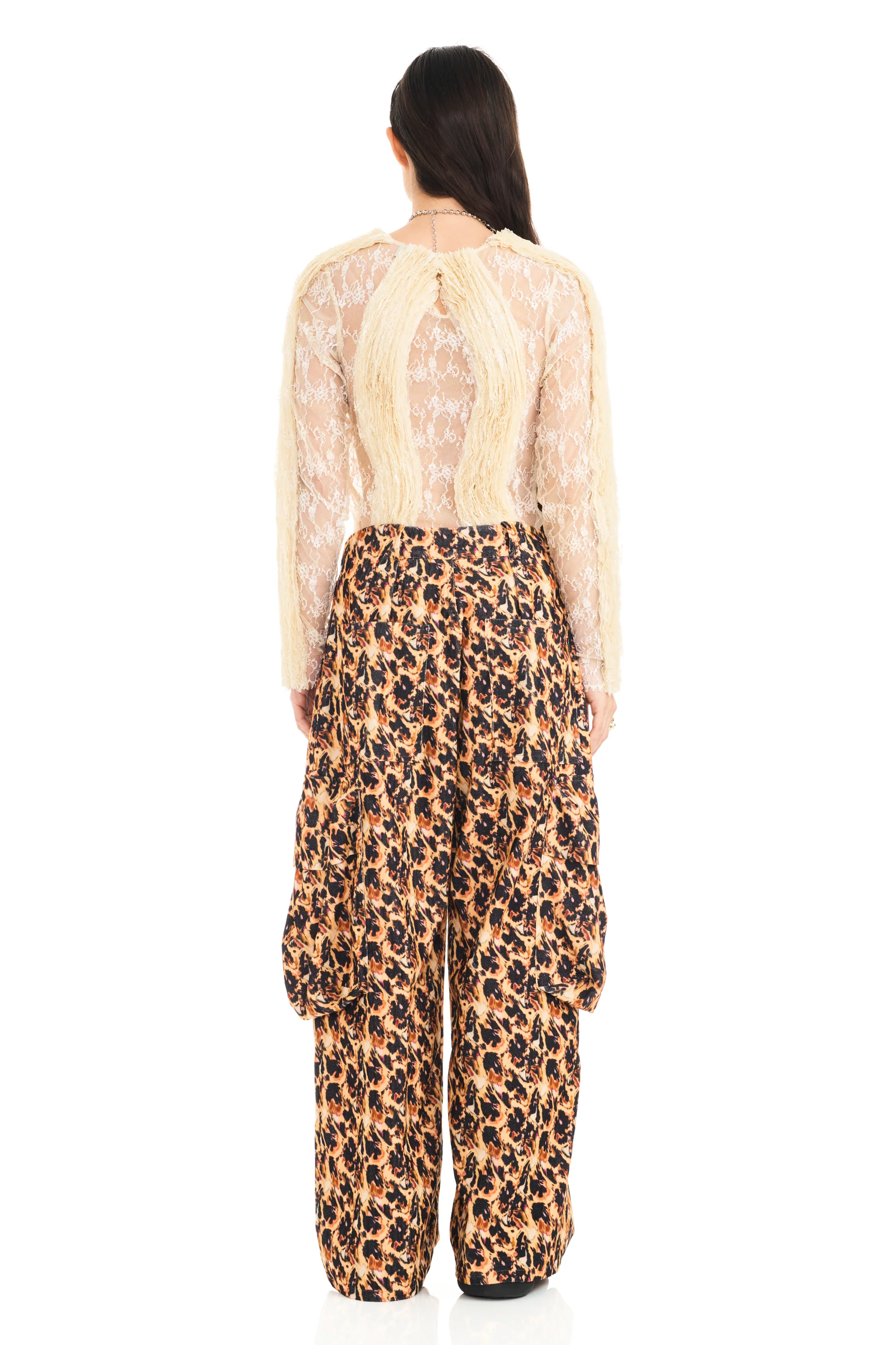LEOPARD PEONY PLEATED CARGO PANT - Image 5