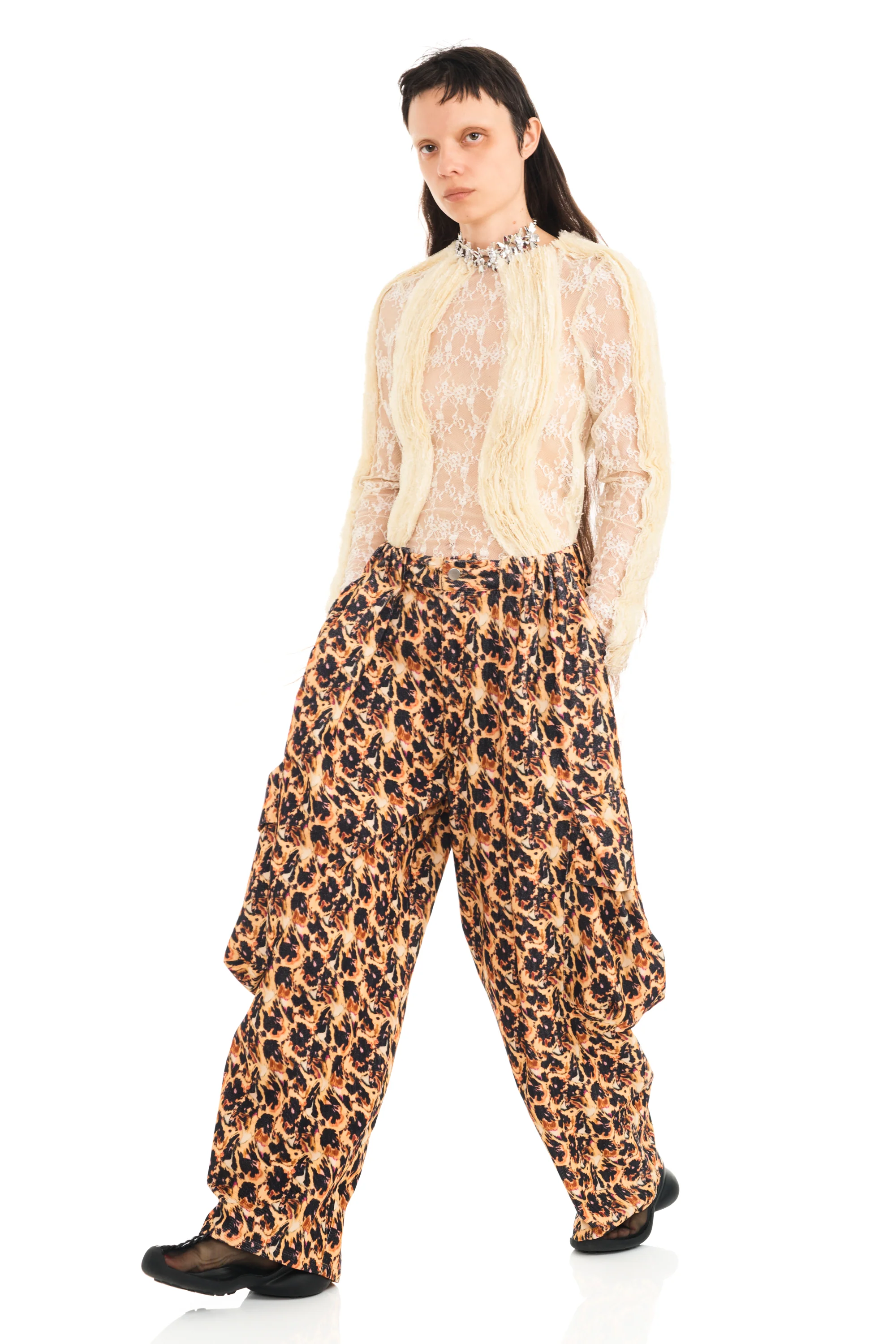 LEOPARD PEONY PLEATED CARGO PANT - Image 6