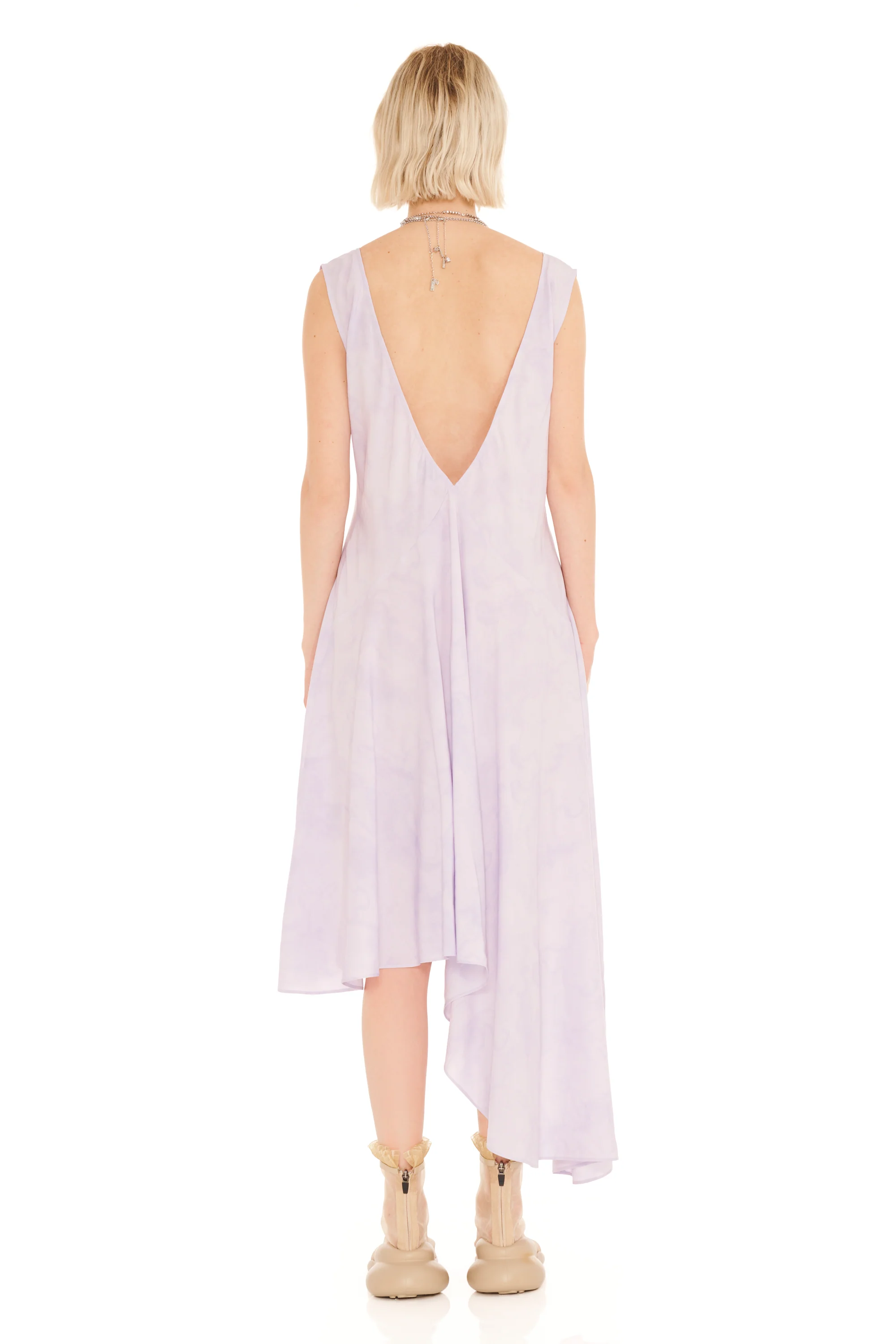 LILAC FLORAL SCRIBBLE TULIP DRESS - Image 3