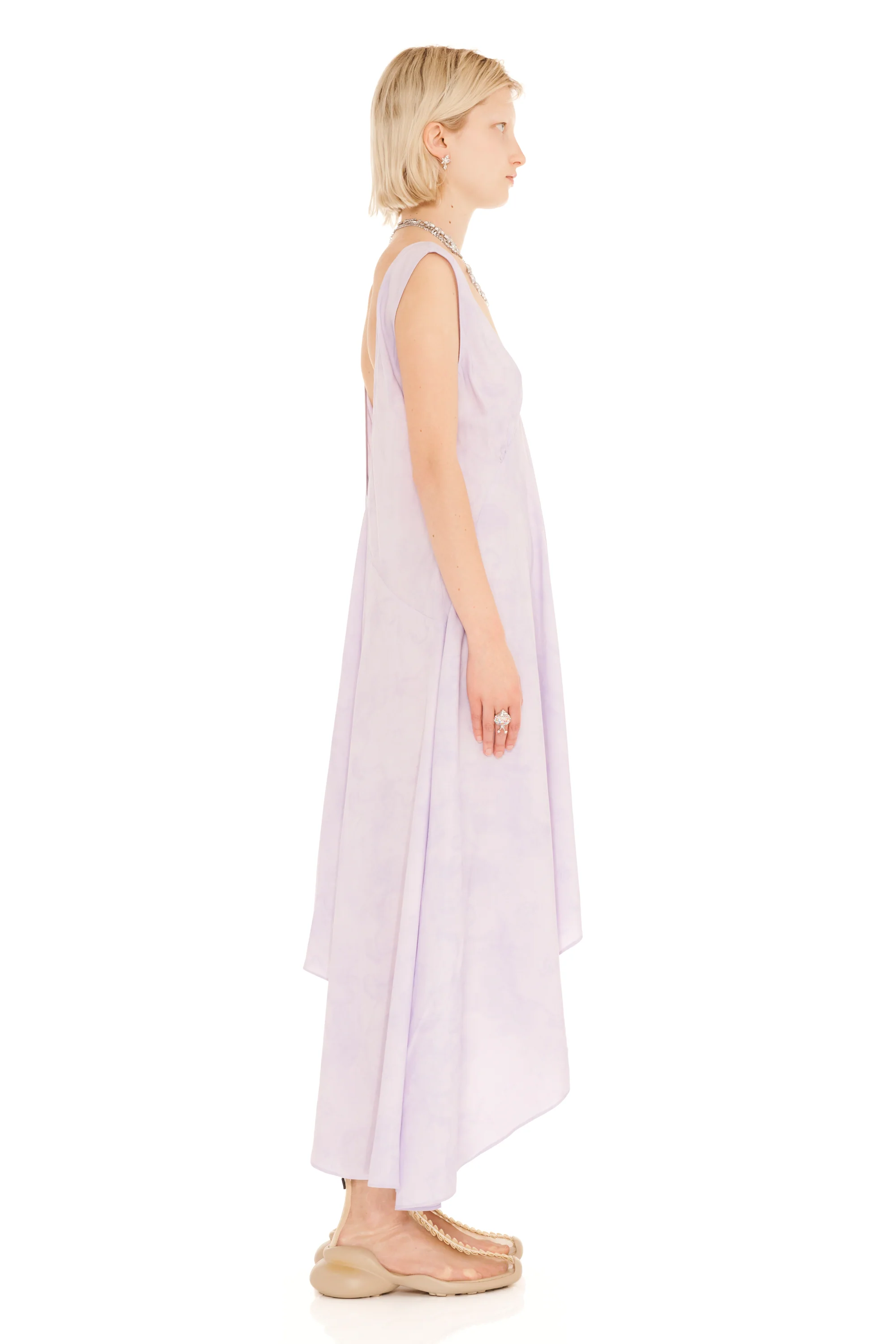 LILAC FLORAL SCRIBBLE TULIP DRESS - Image 4