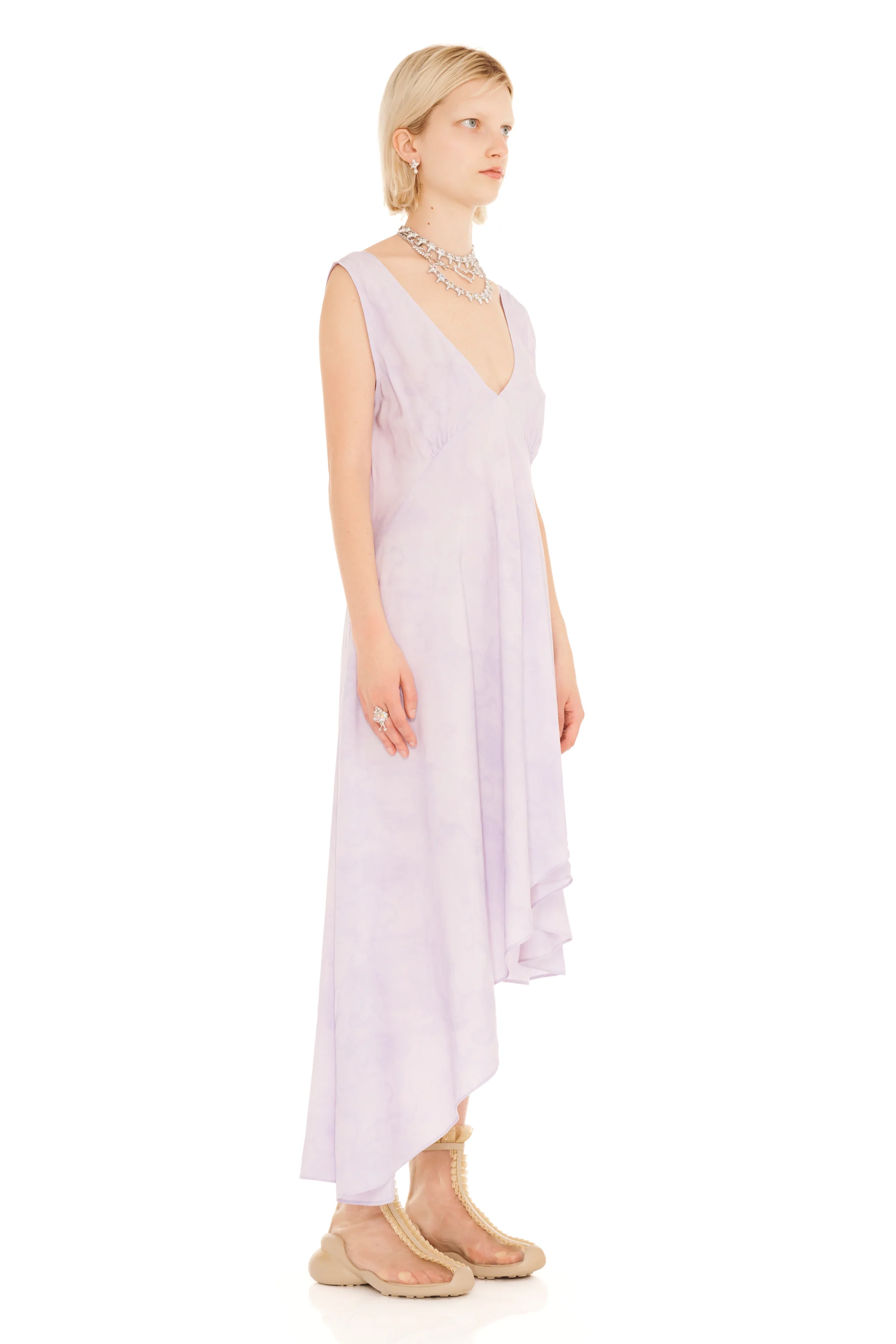 LILAC FLORAL SCRIBBLE TULIP DRESS - Image 5