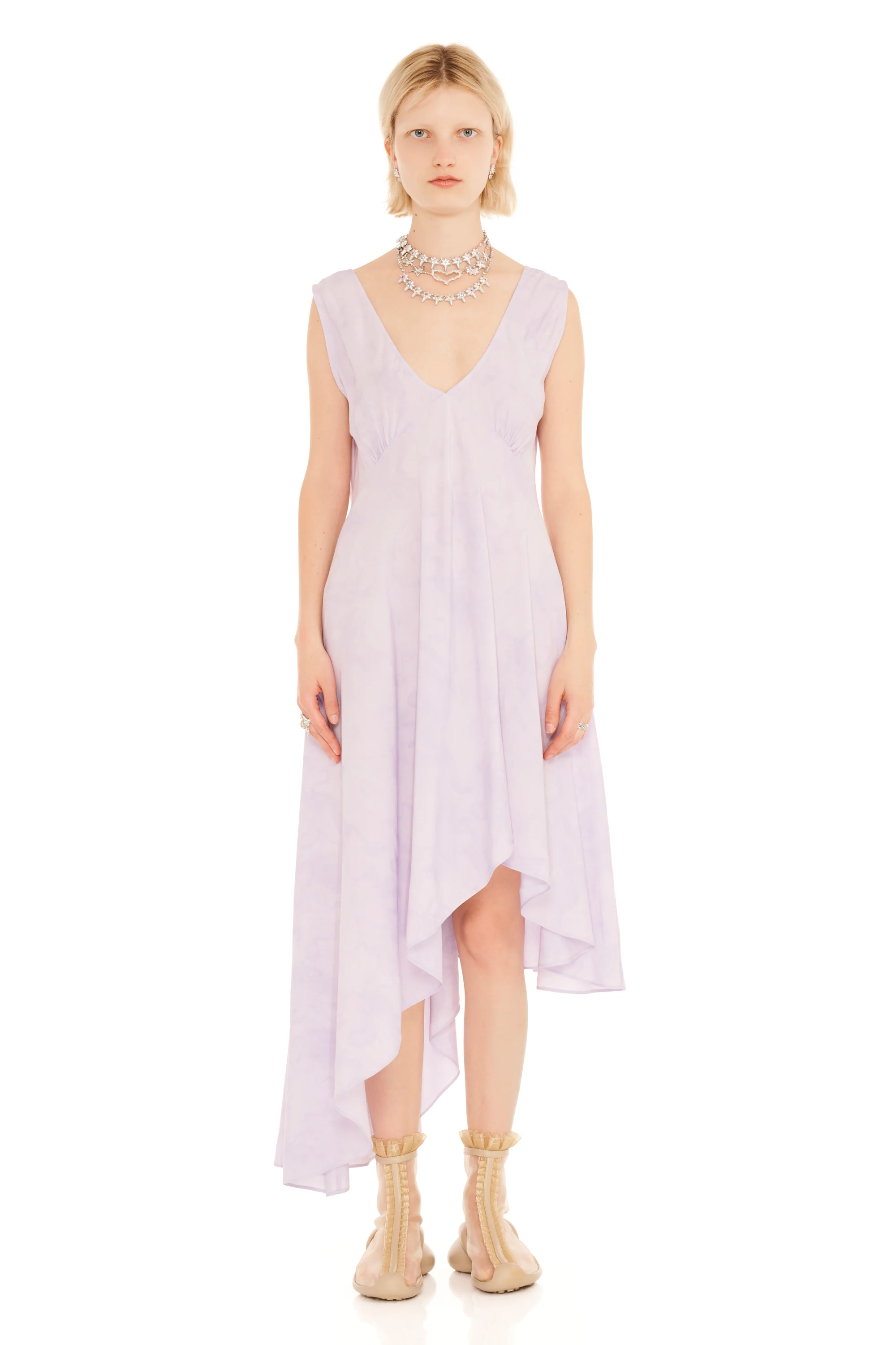 LILAC FLORAL SCRIBBLE TULIP DRESS - Image 6